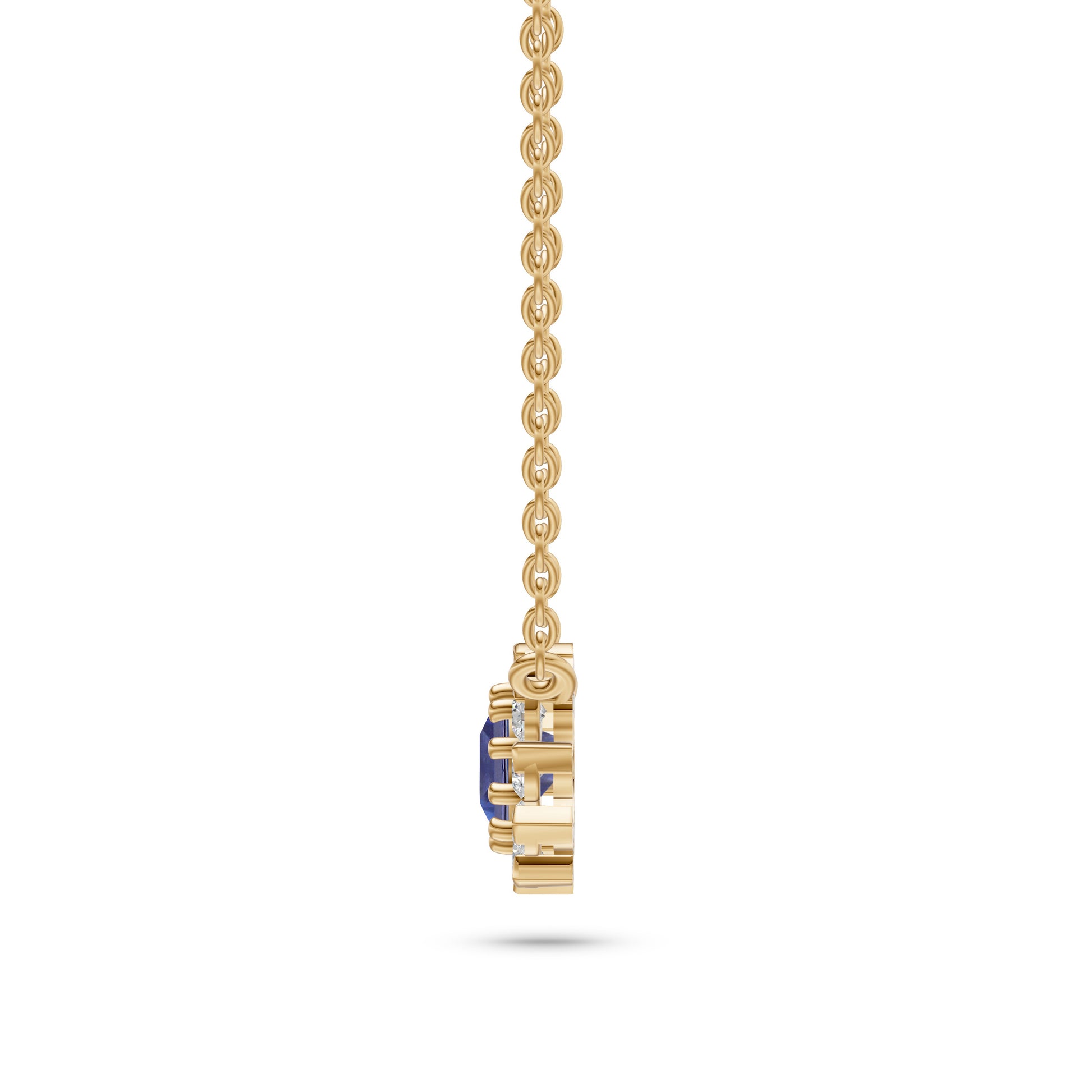 Blue Sapphire Daisy Floral Necklace in 18K Gold