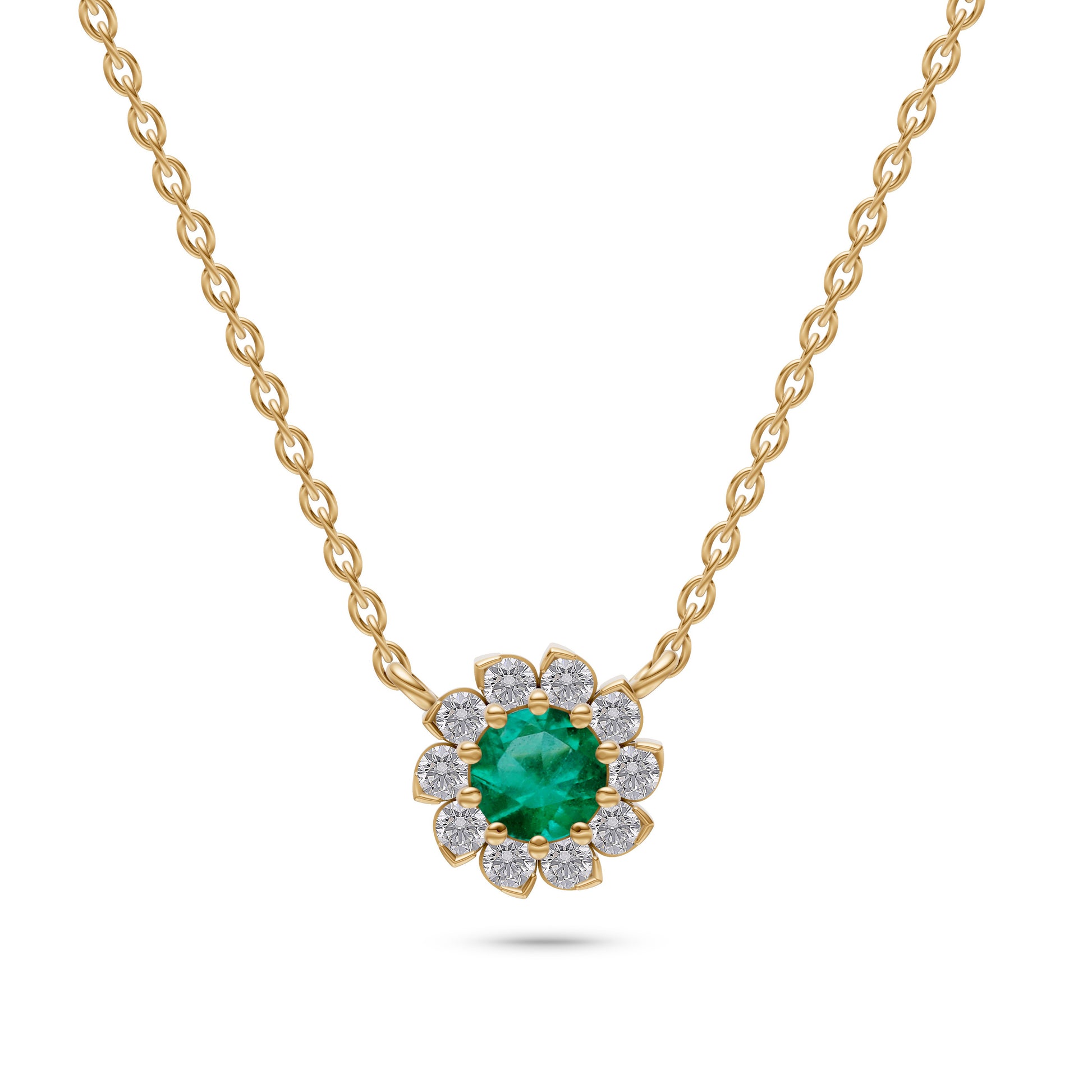 Elegant Round Ruby Necklace In 18K Gold