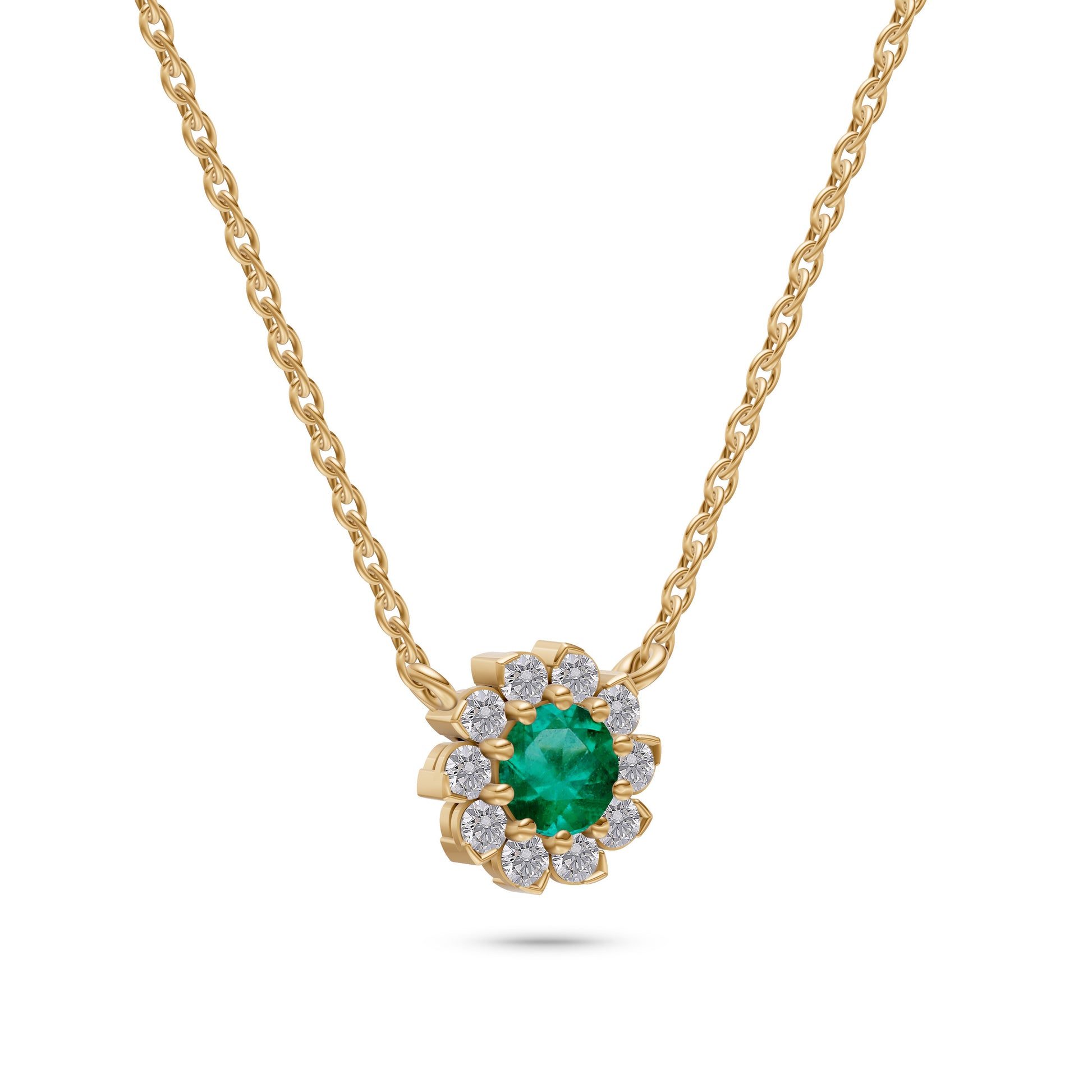 Elegant Round Ruby Necklace In 18K Gold