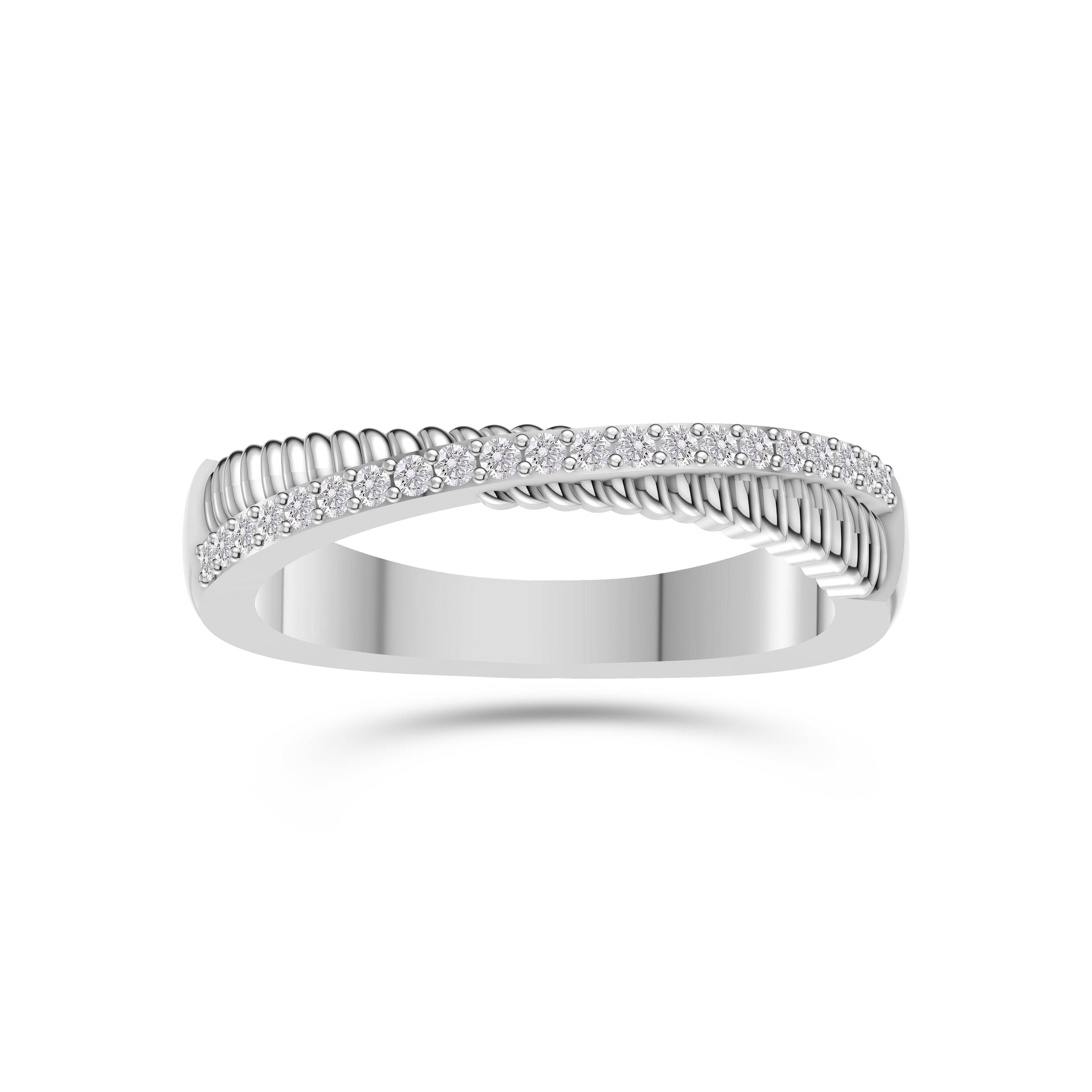 Diamond Crossover Stackable Ring in 14K Gold