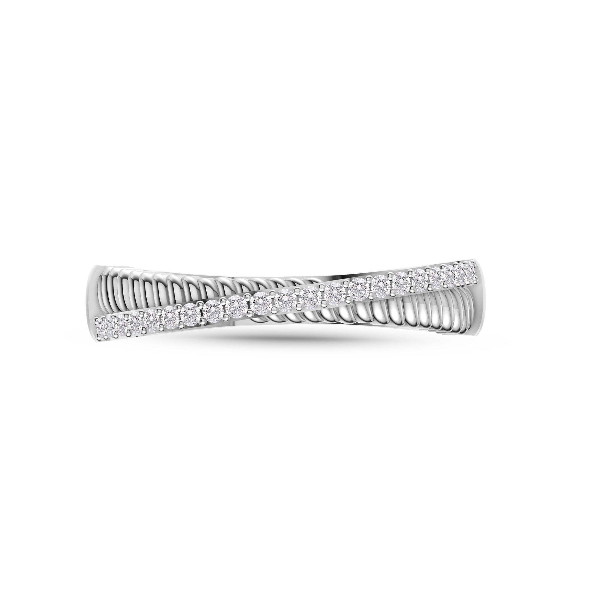 Diamond Crossover Stackable Ring in 14K Gold