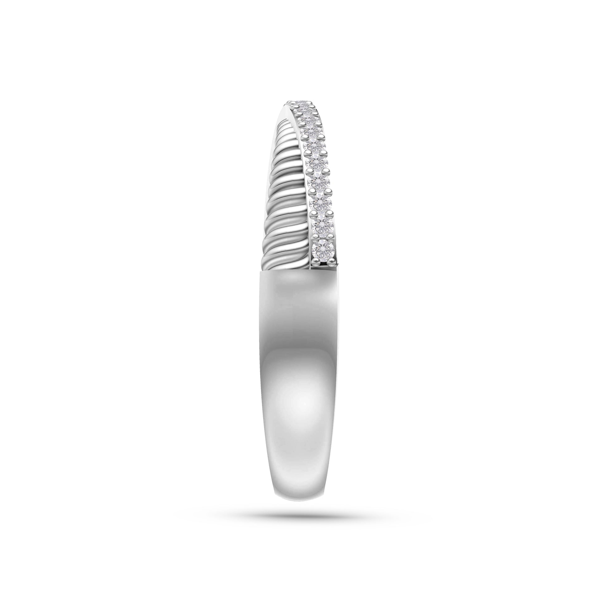 Diamond Crossover Stackable Ring in 14K Gold