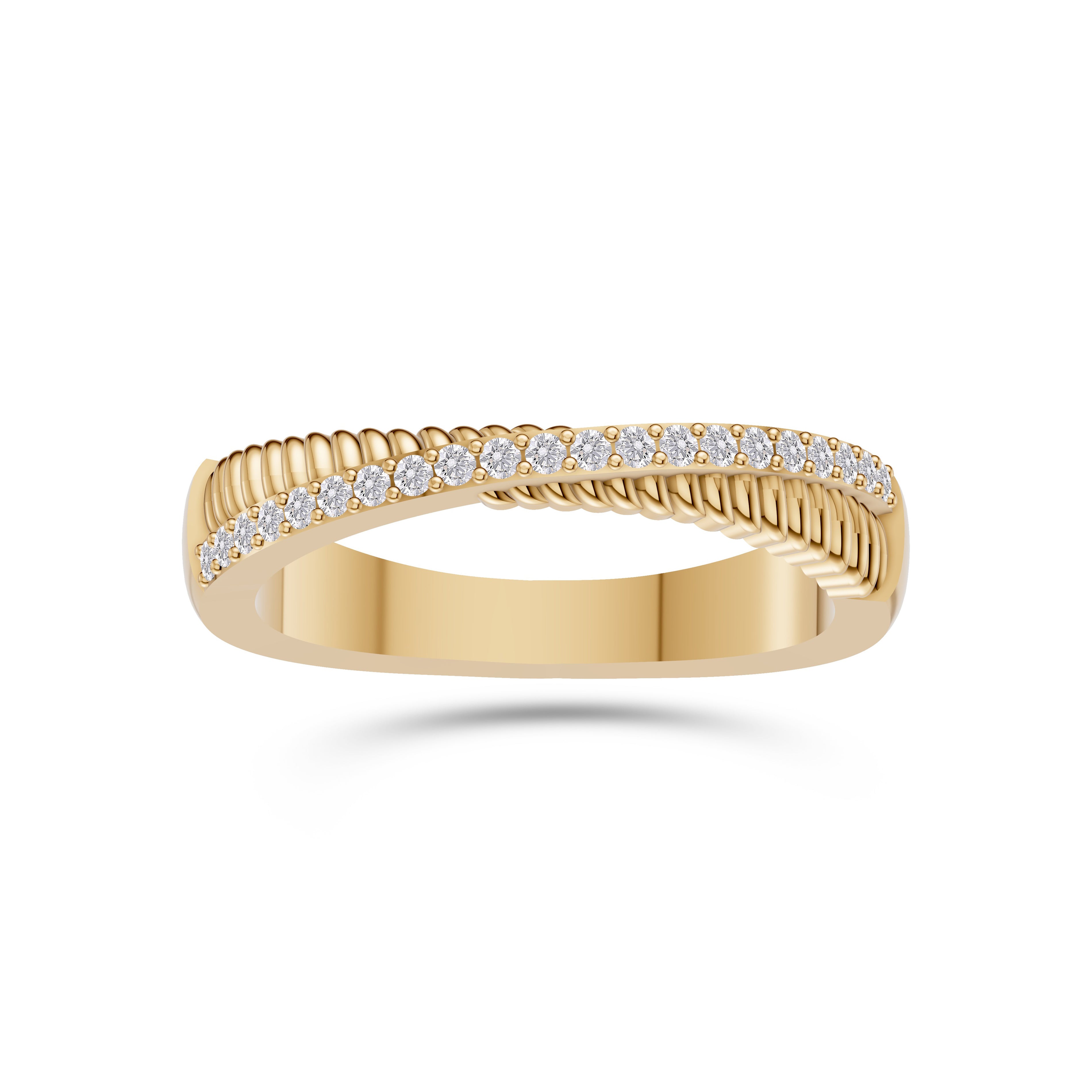 Diamond Crossover Stackable Ring in 14K Gold
