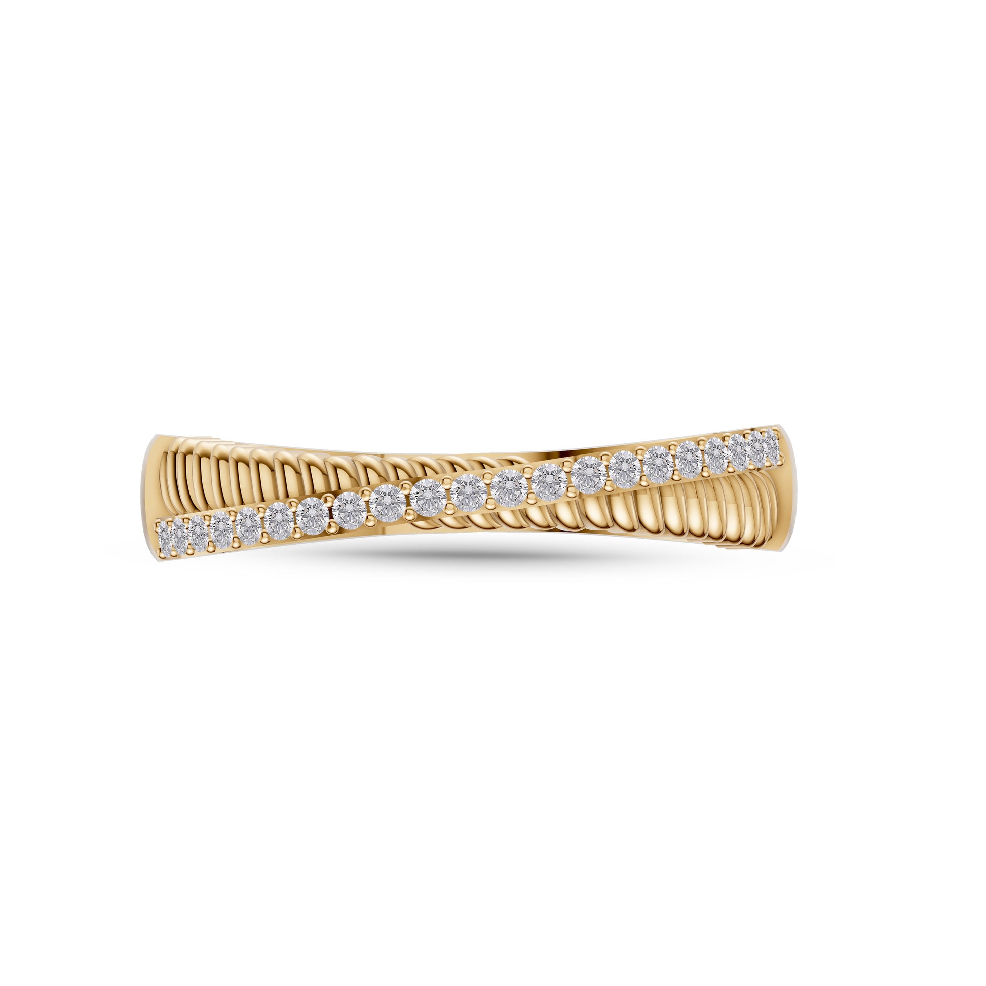 Diamond Crossover Stackable Ring in 14K Gold