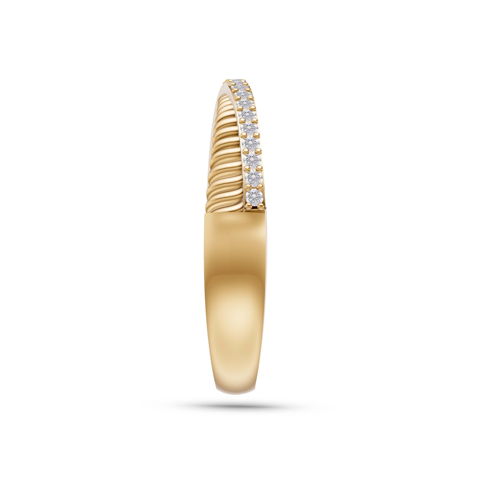 Diamond Crossover Stackable Ring in 14K Gold