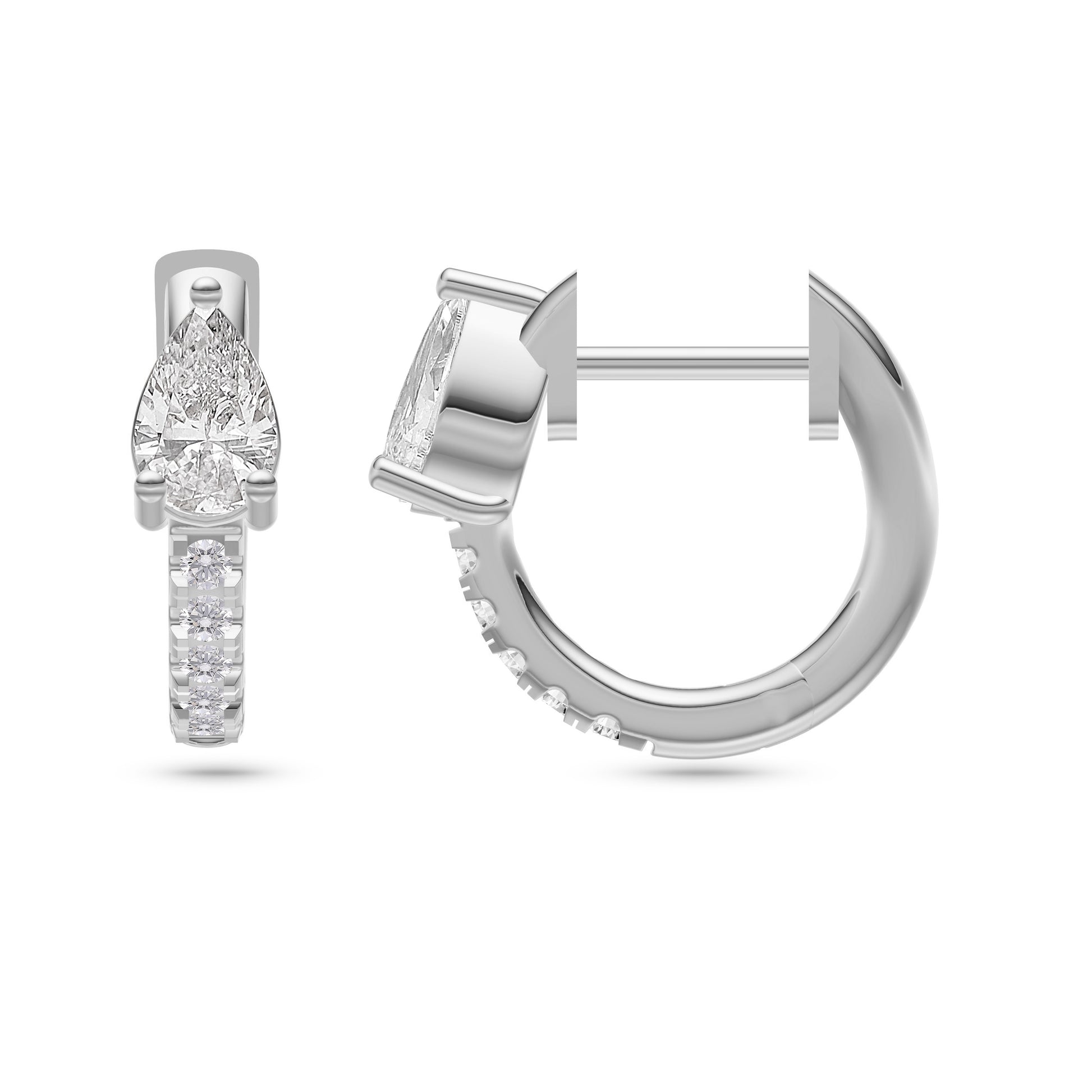 Pear-Shape Stile Diamond Hoop Earrings