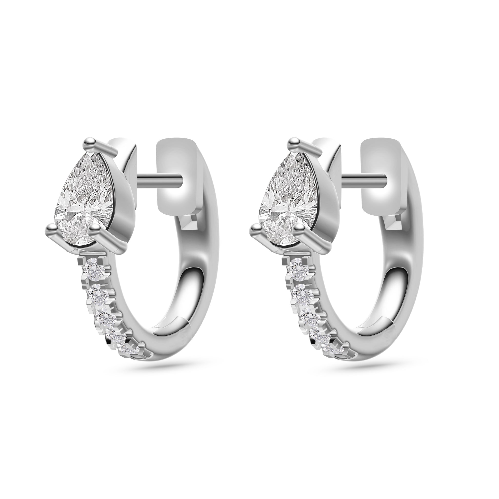 Pear-Shape Stile Diamond Hoop Earrings