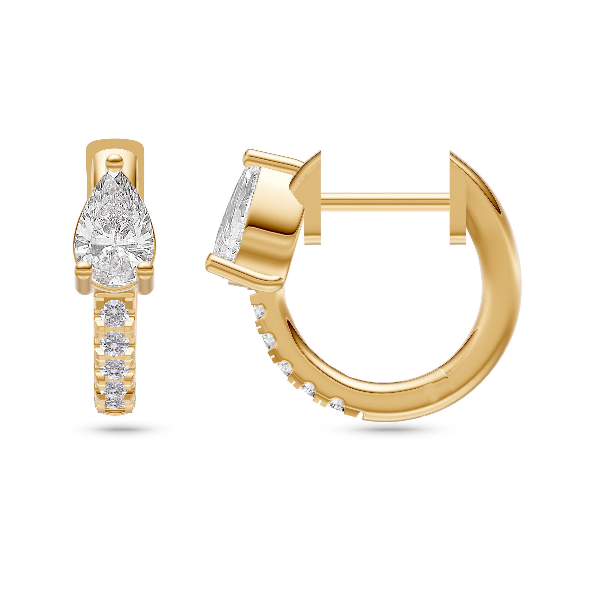 Pear-Shape Stile Diamond Hoop Earrings