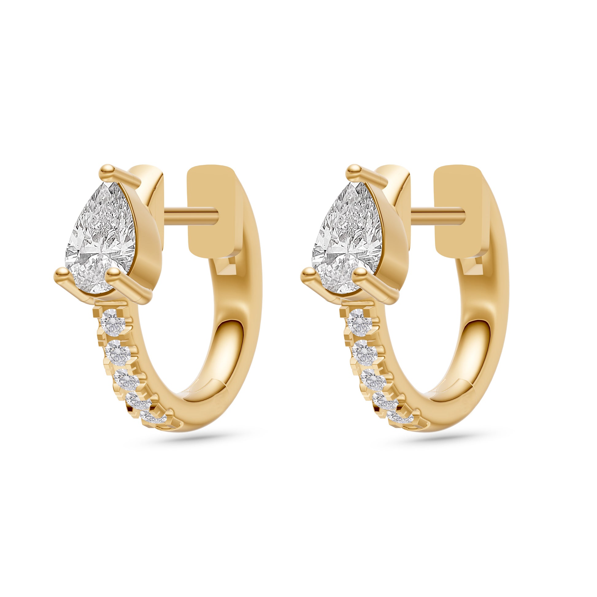 Pear-Shape Stile Diamond Hoop Earrings