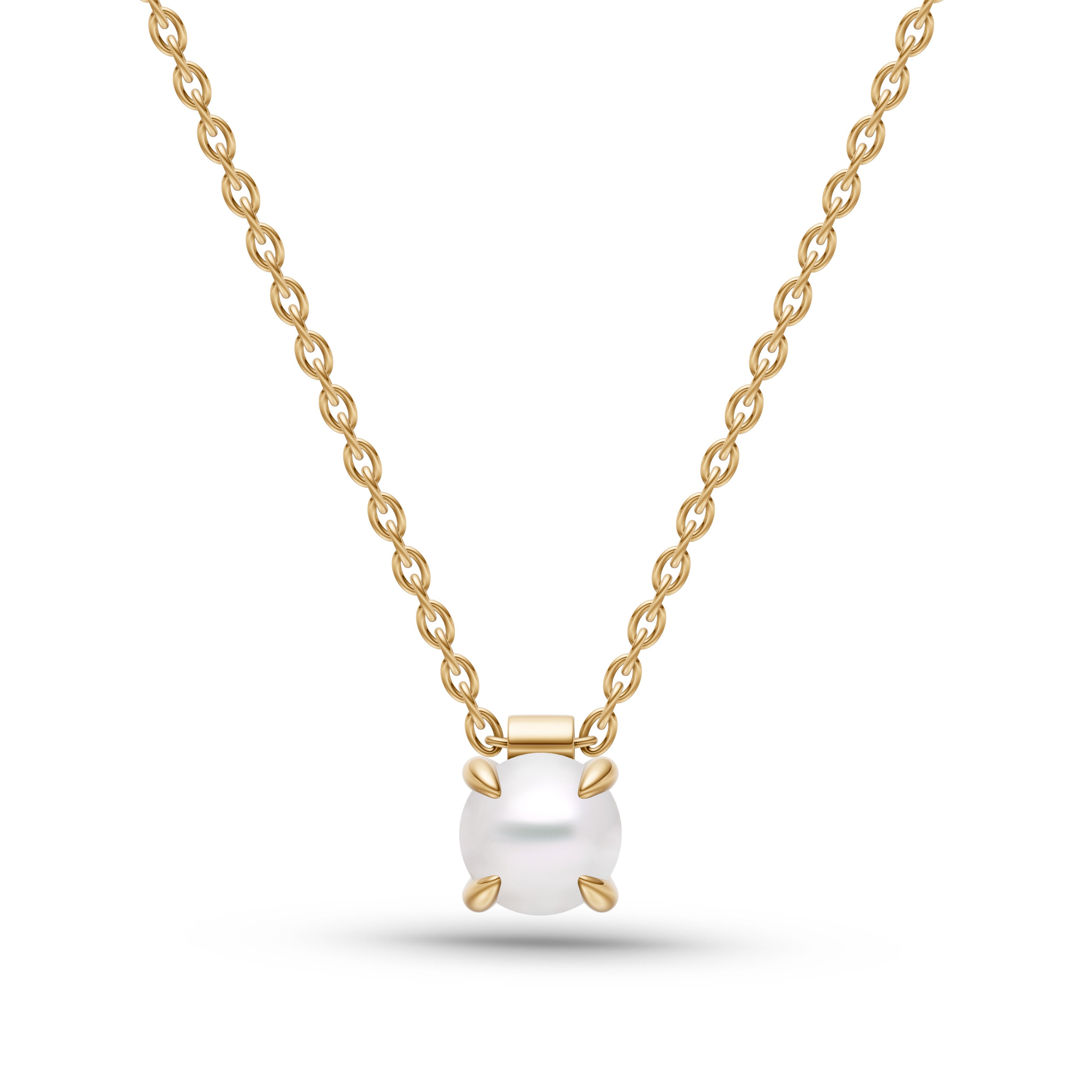 White Opal Pendant Necklace In 14K Gold