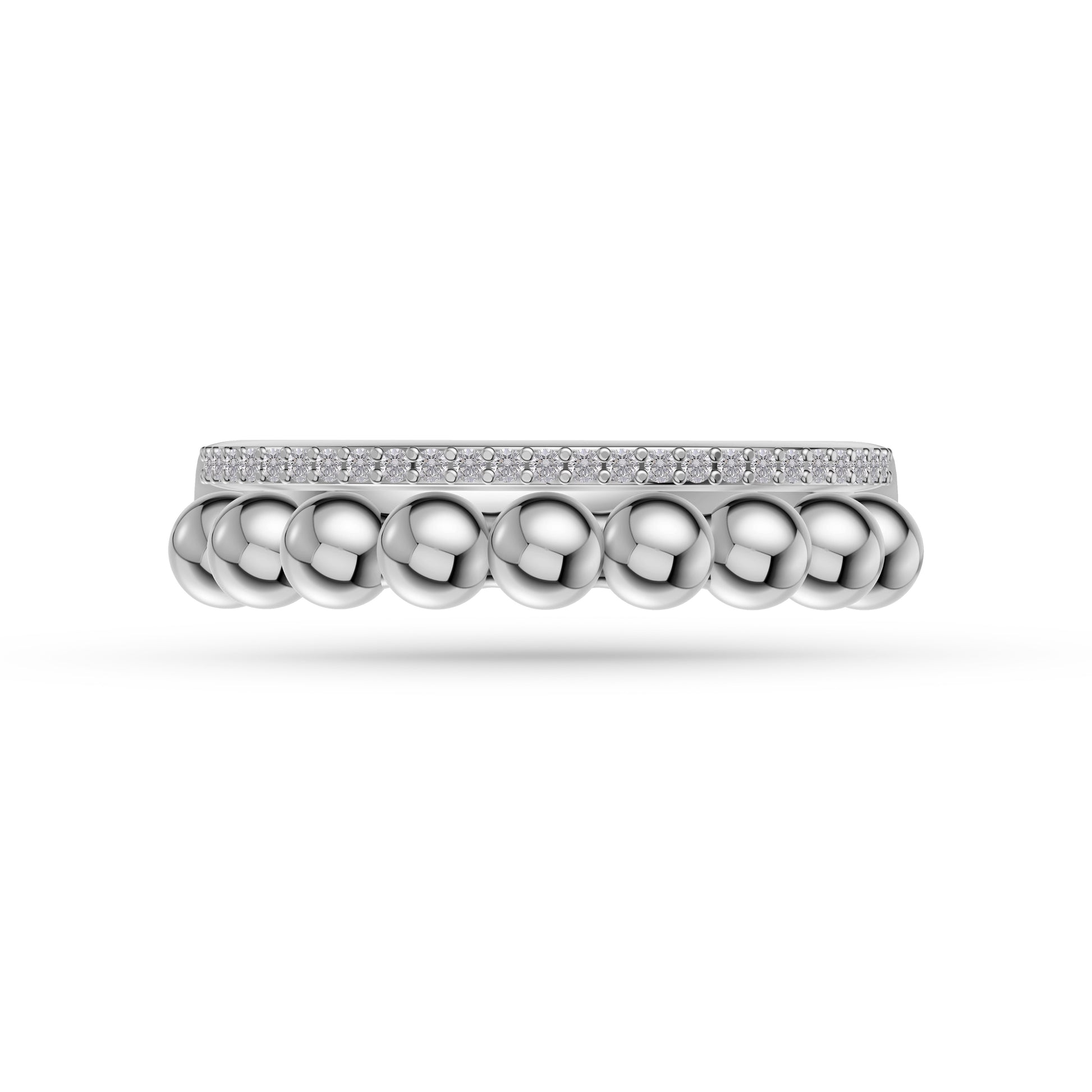 Diamond Beaded Band Ring in 14K Gold