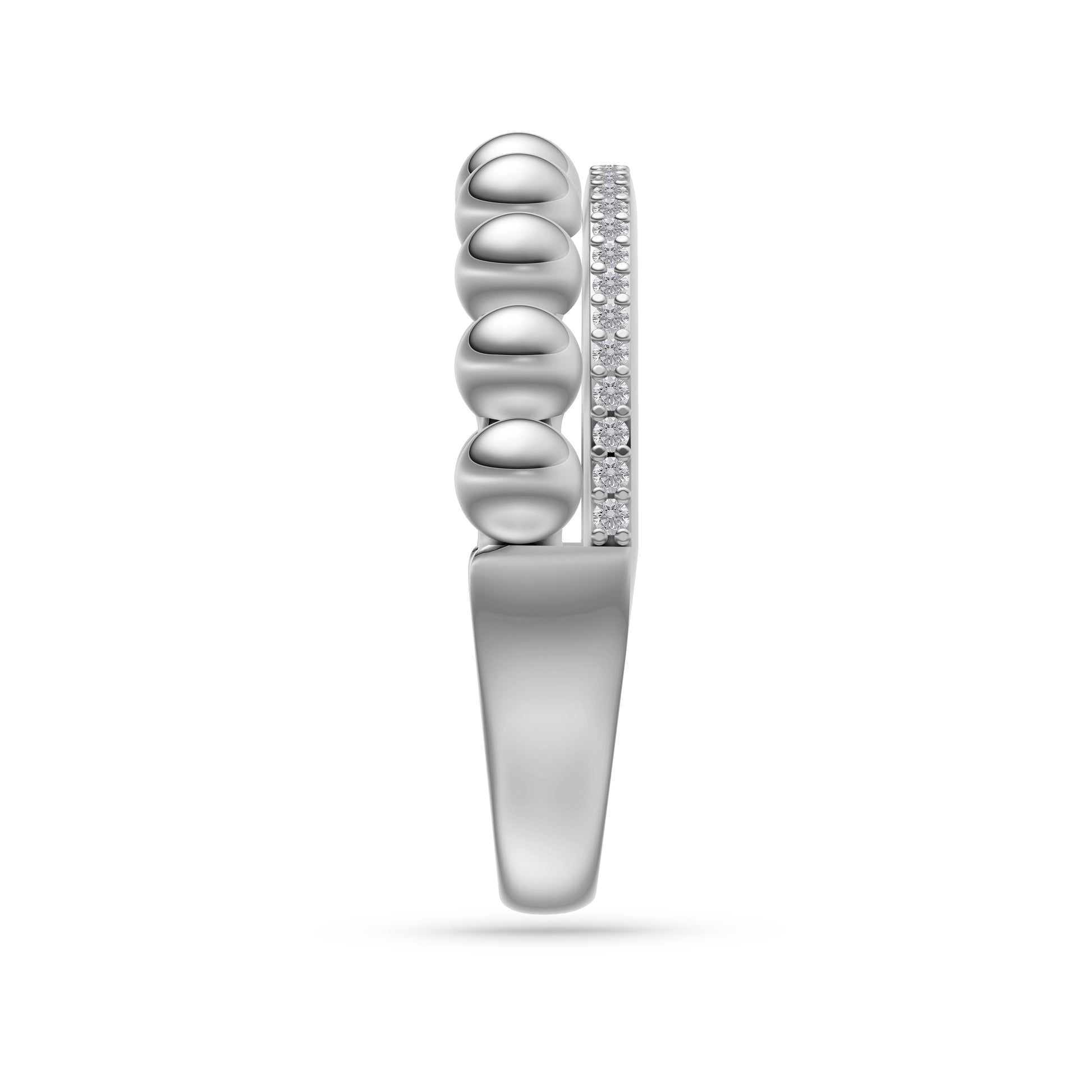 Diamond Beaded Band Ring in 14K Gold