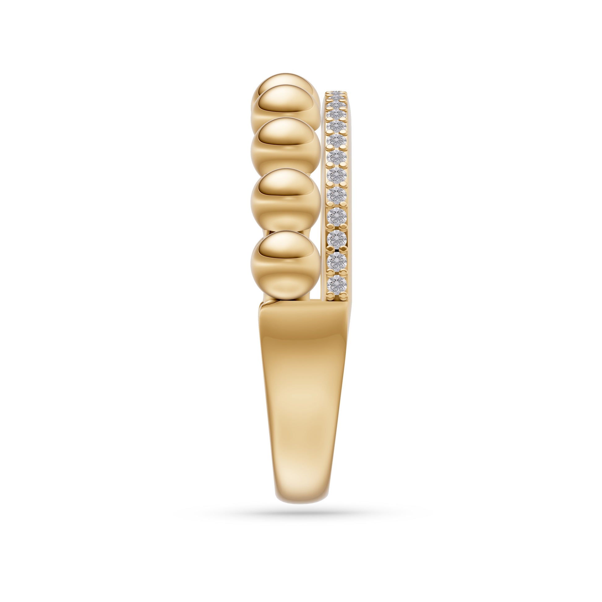 Diamond Beaded Band Ring in 14K Gold