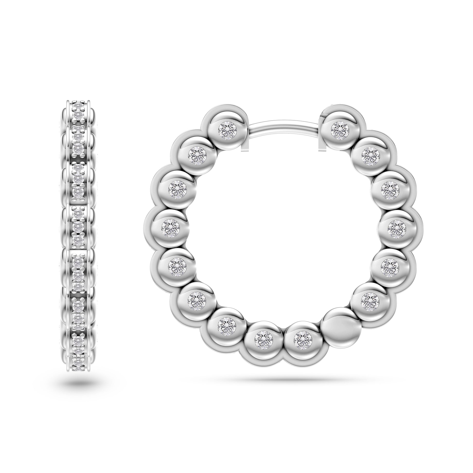 Round Diamond Bezel Hoop Earrings in 14K Gold