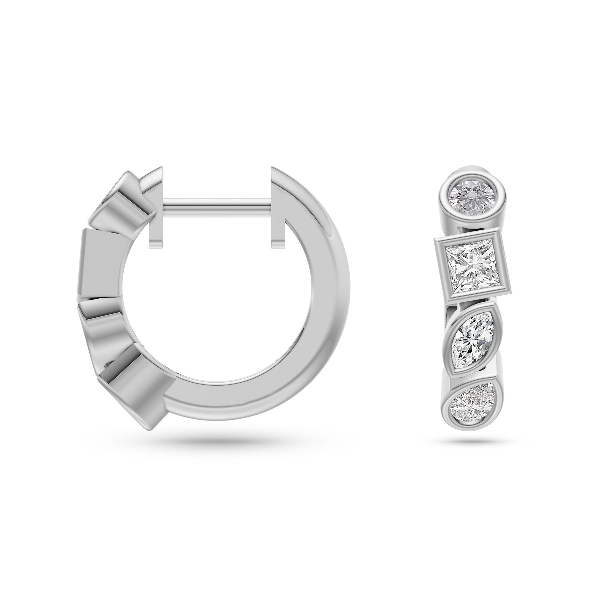 Abstract Diamond Huggie Earrings in 14K Gold