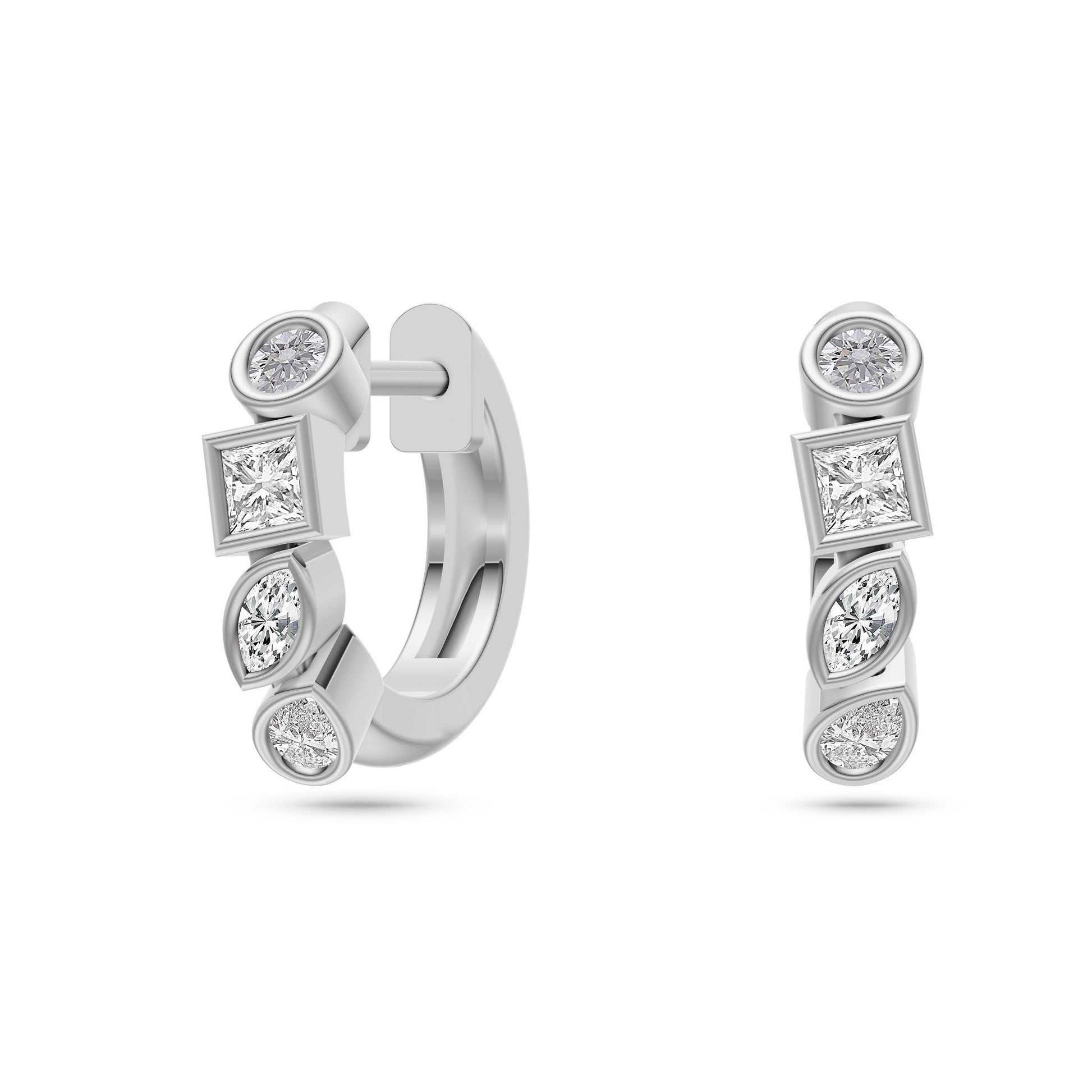 Abstract Diamond Huggie Earrings in 14K Gold