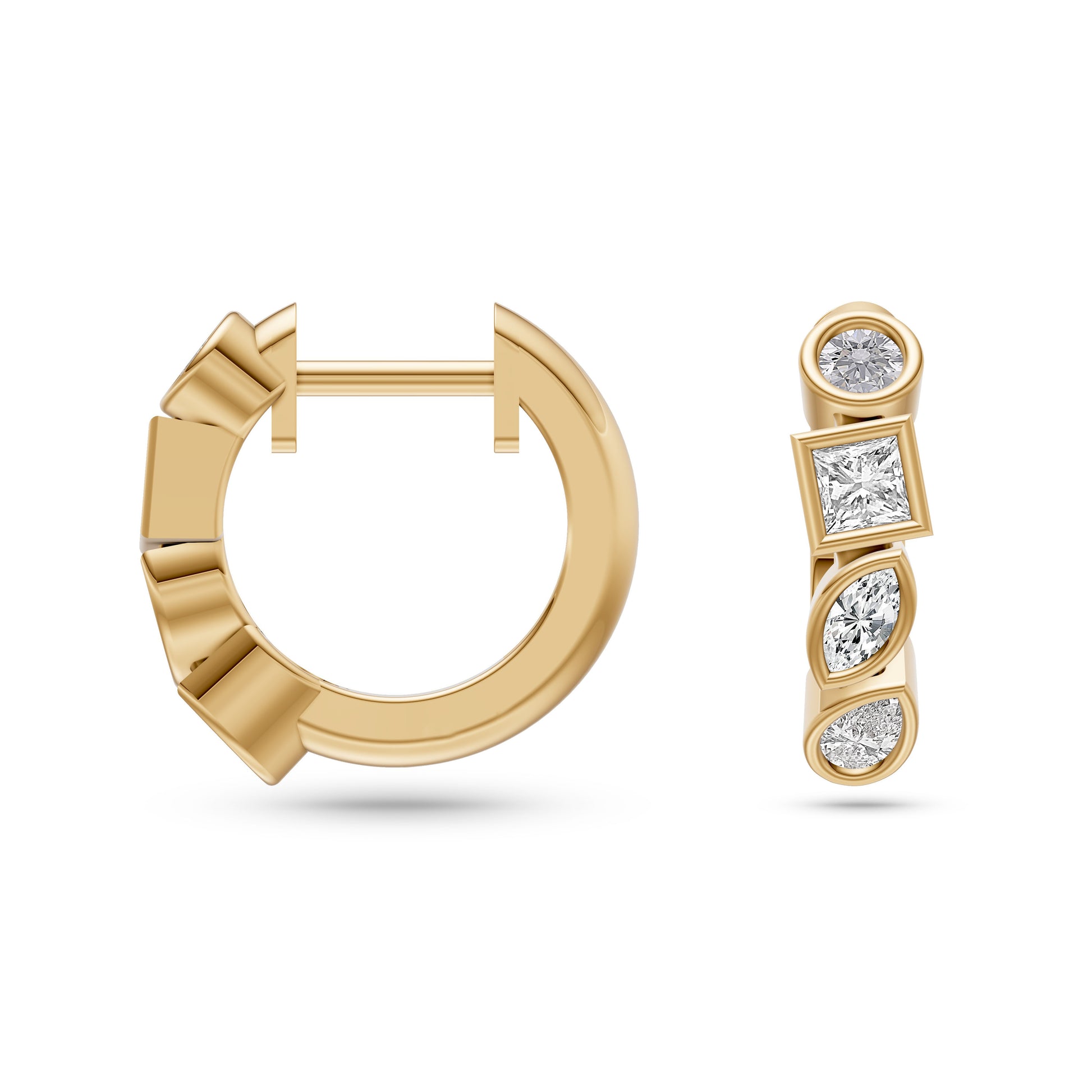 Abstract Diamond Huggie Earrings in 14K Gold