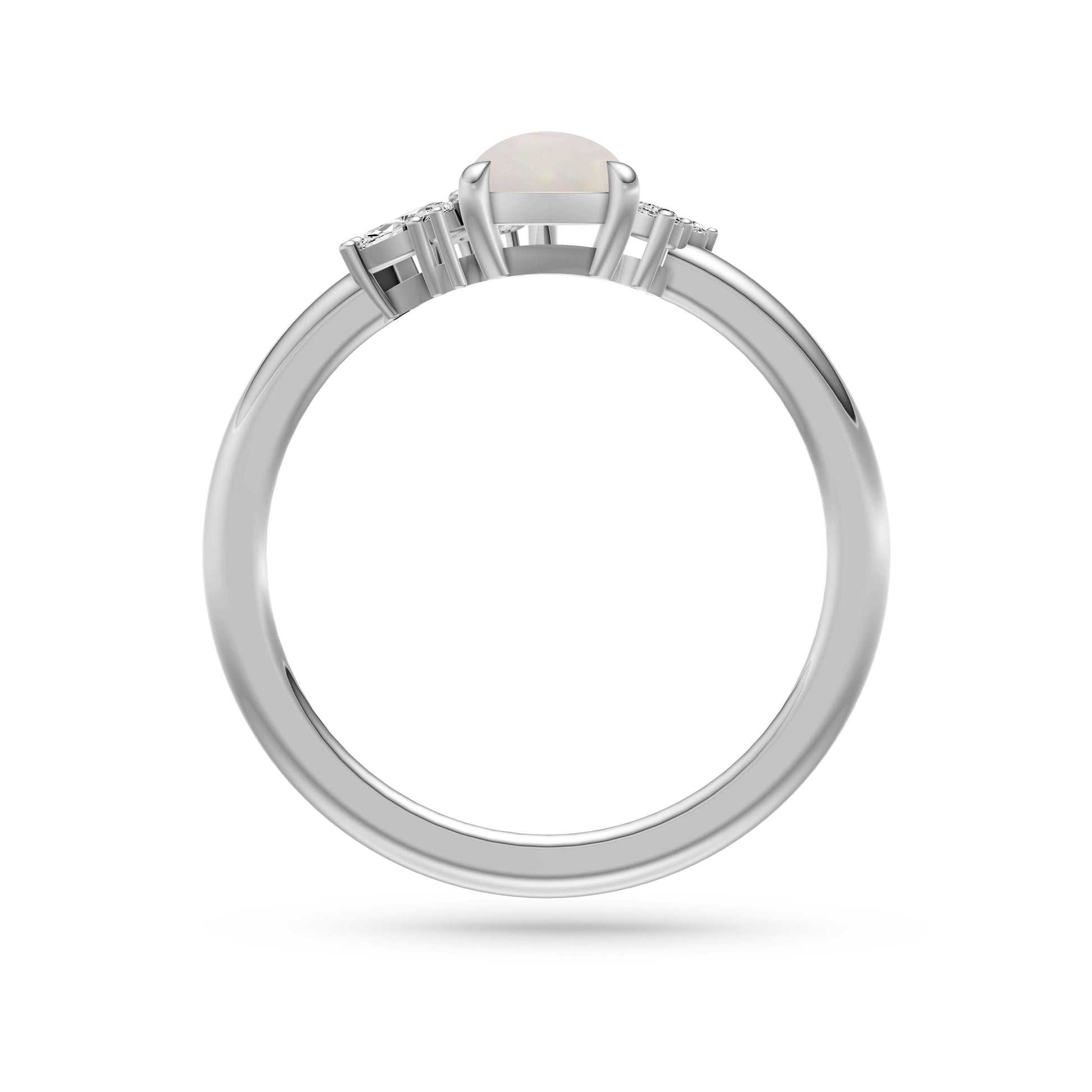 Natural Opal Pear Diamond Ring In 14K Gold