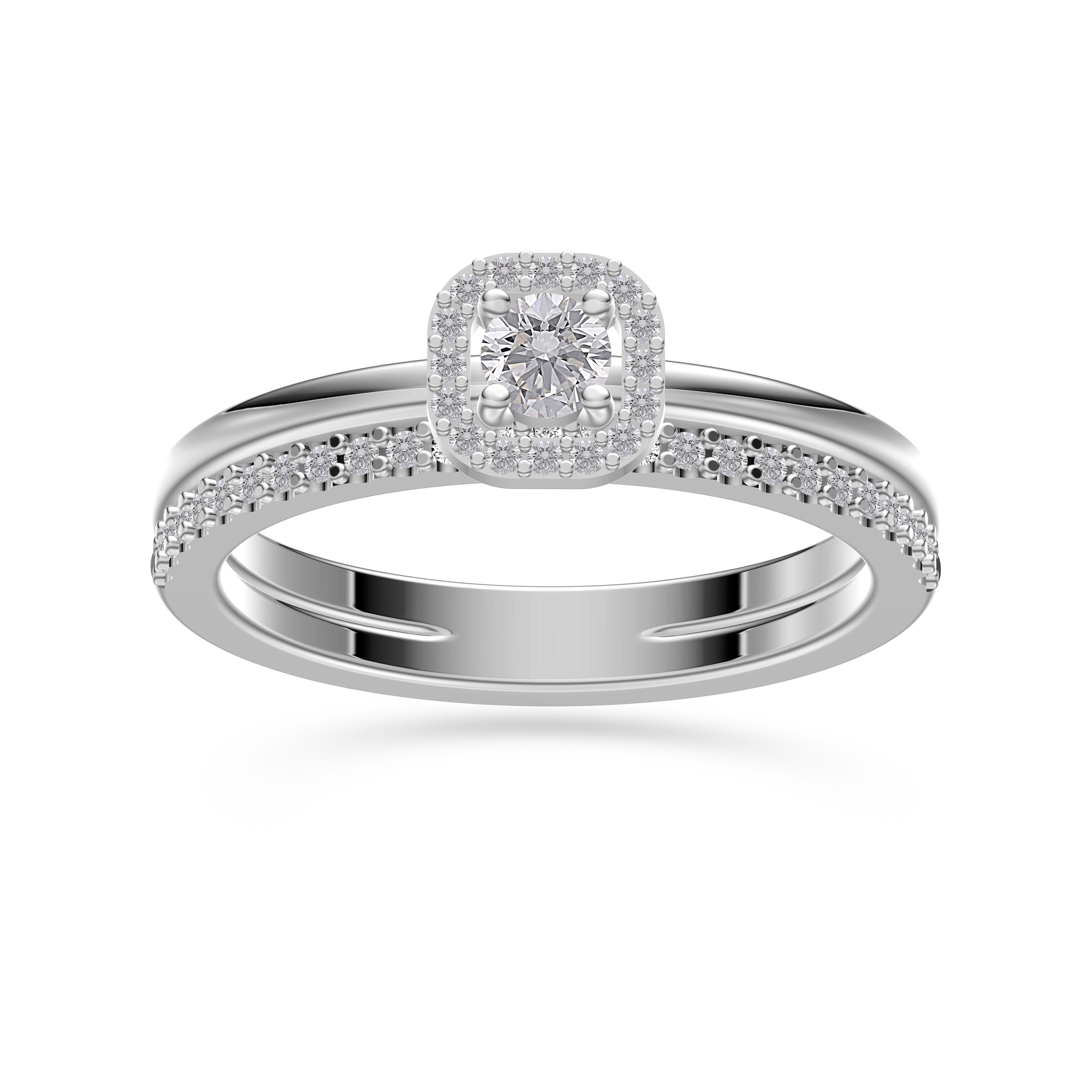 Celestia Diamond Double Band Cushion Ring in 14K Gold