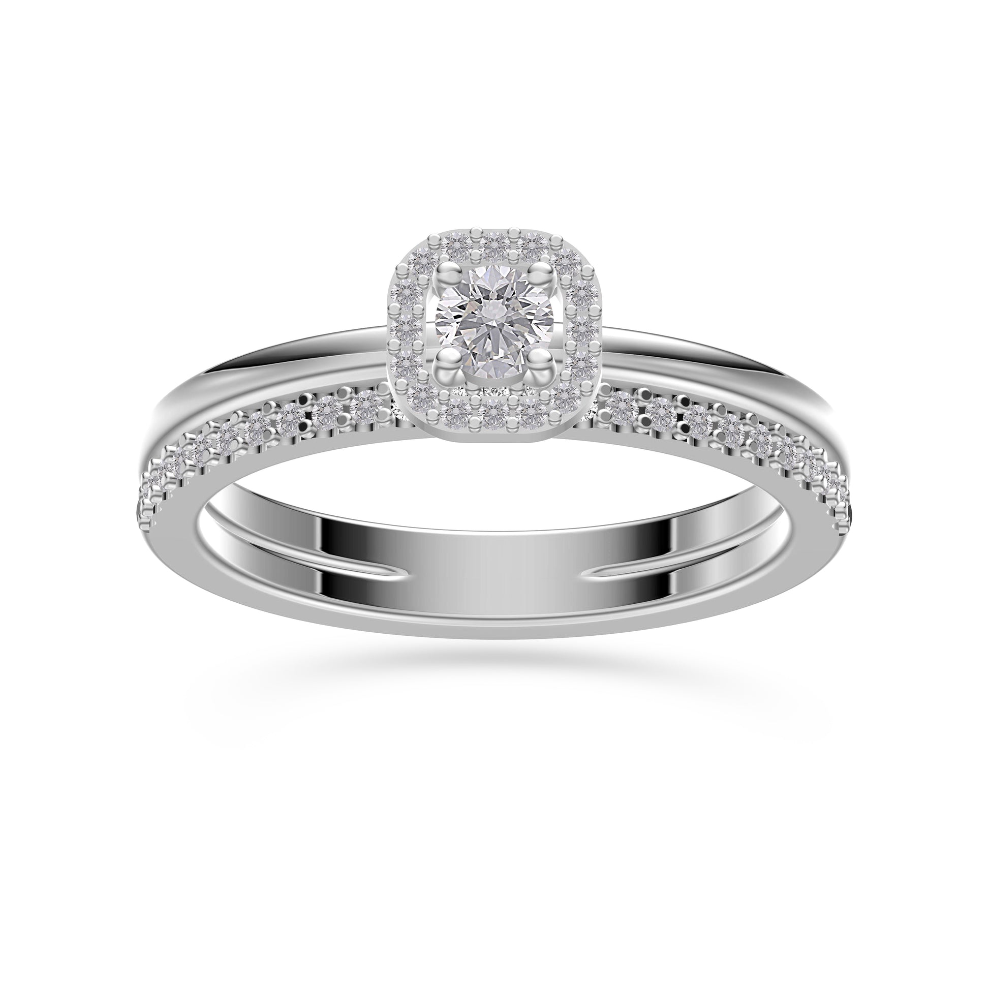 Celestia Diamond Double Band Cushion Ring in 14K Gold