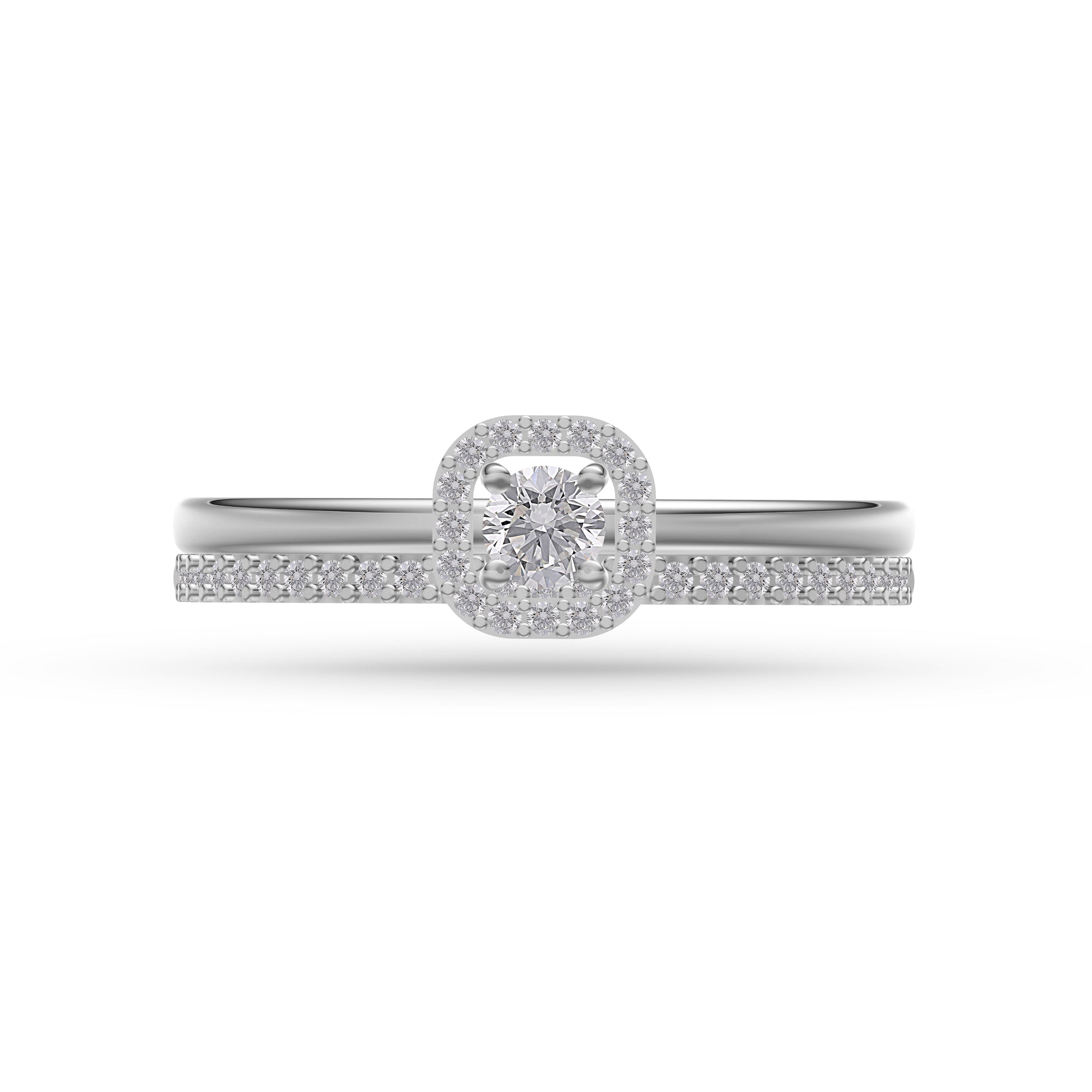 Celestia Diamond Double Band Cushion Ring in 14K Gold