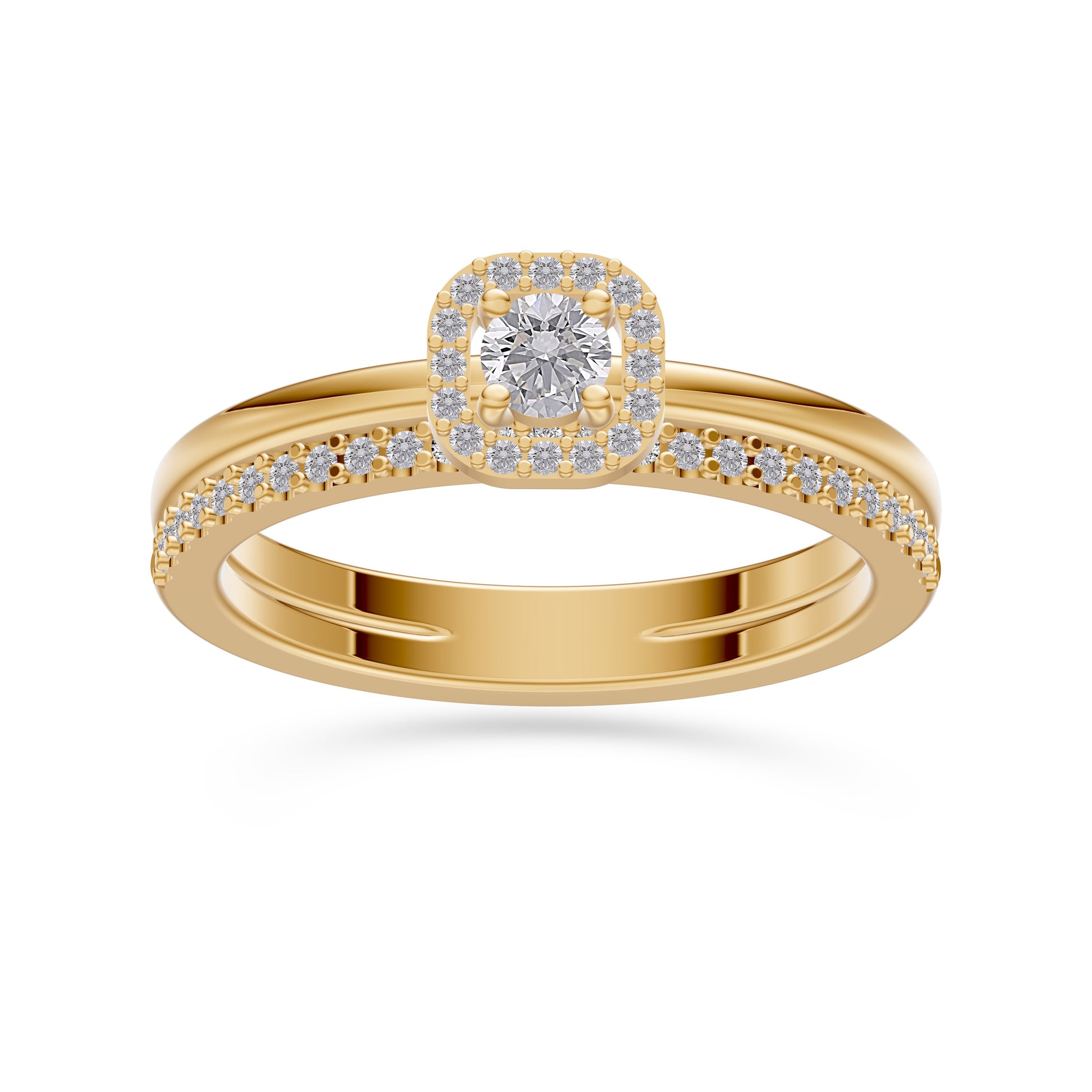 Celestia Diamond Double Band Cushion Ring in 14K Gold