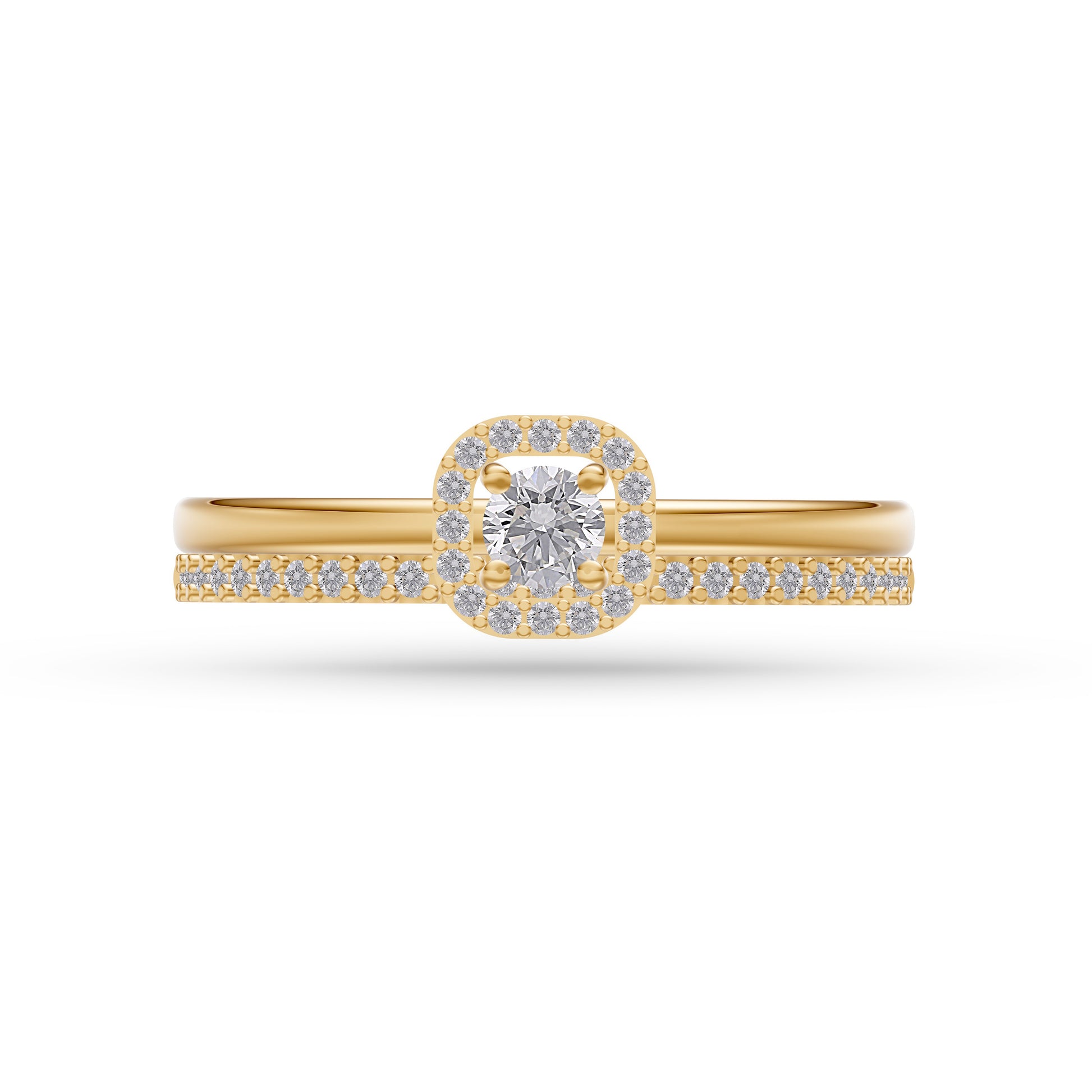 Celestia Diamond Double Band Cushion Ring in 14K Gold