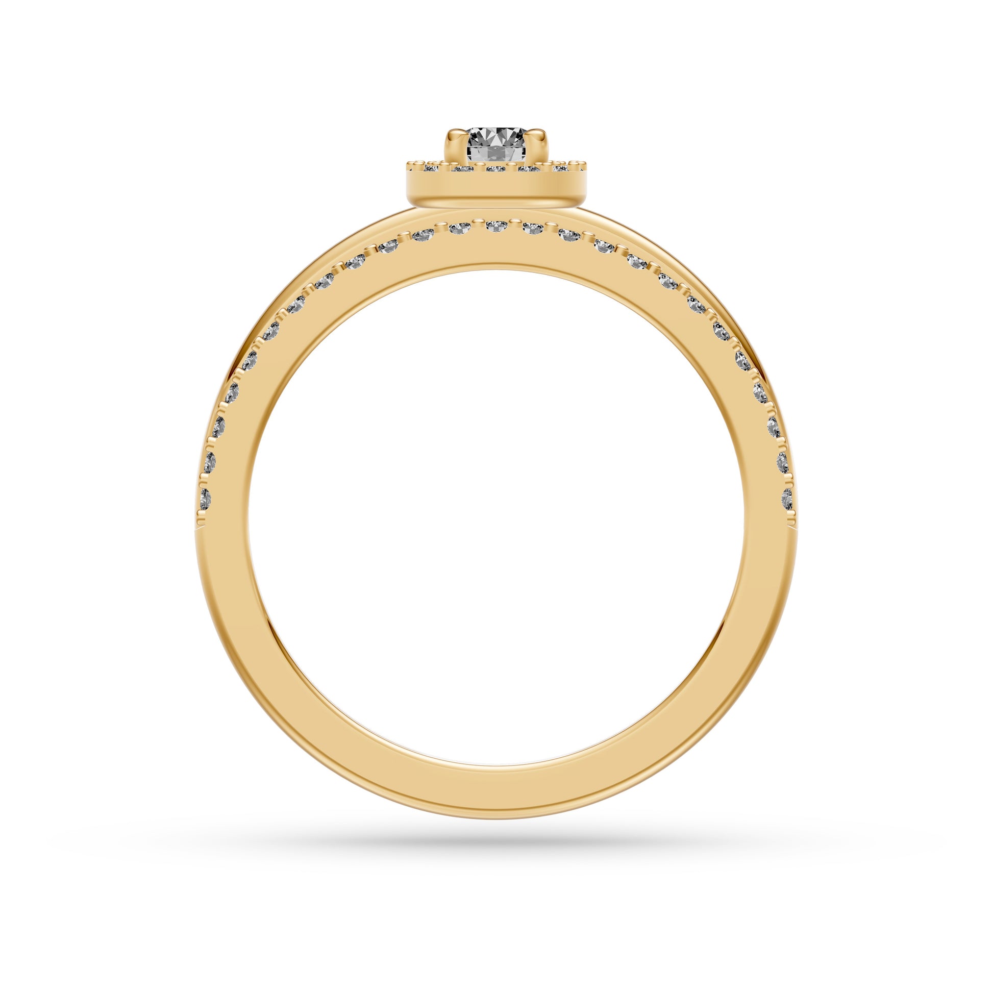 Celestia Diamond Double Band Cushion Ring in 14K Gold