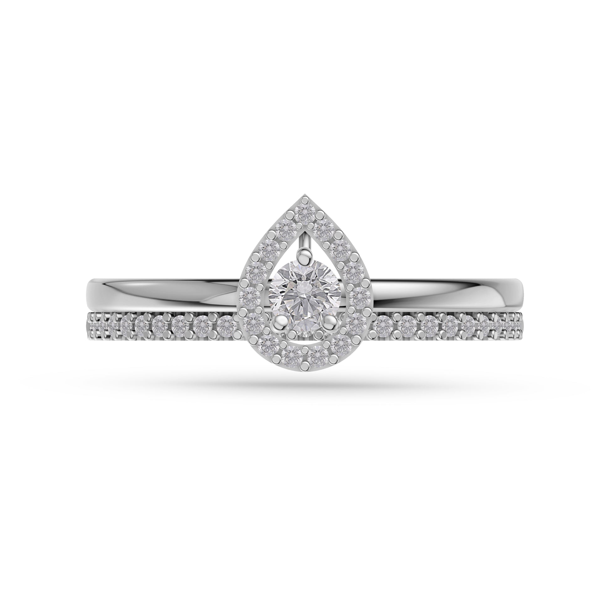 Celestia Diamond Double Band Pear Ring in 14K Gold