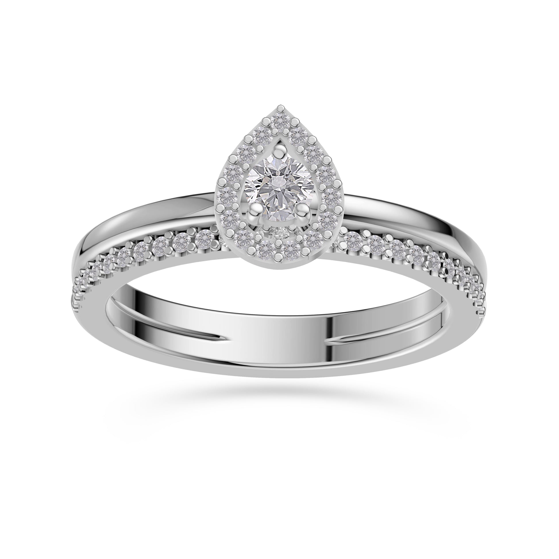 Celestia Diamond Double Band Pear Ring in 14K Gold