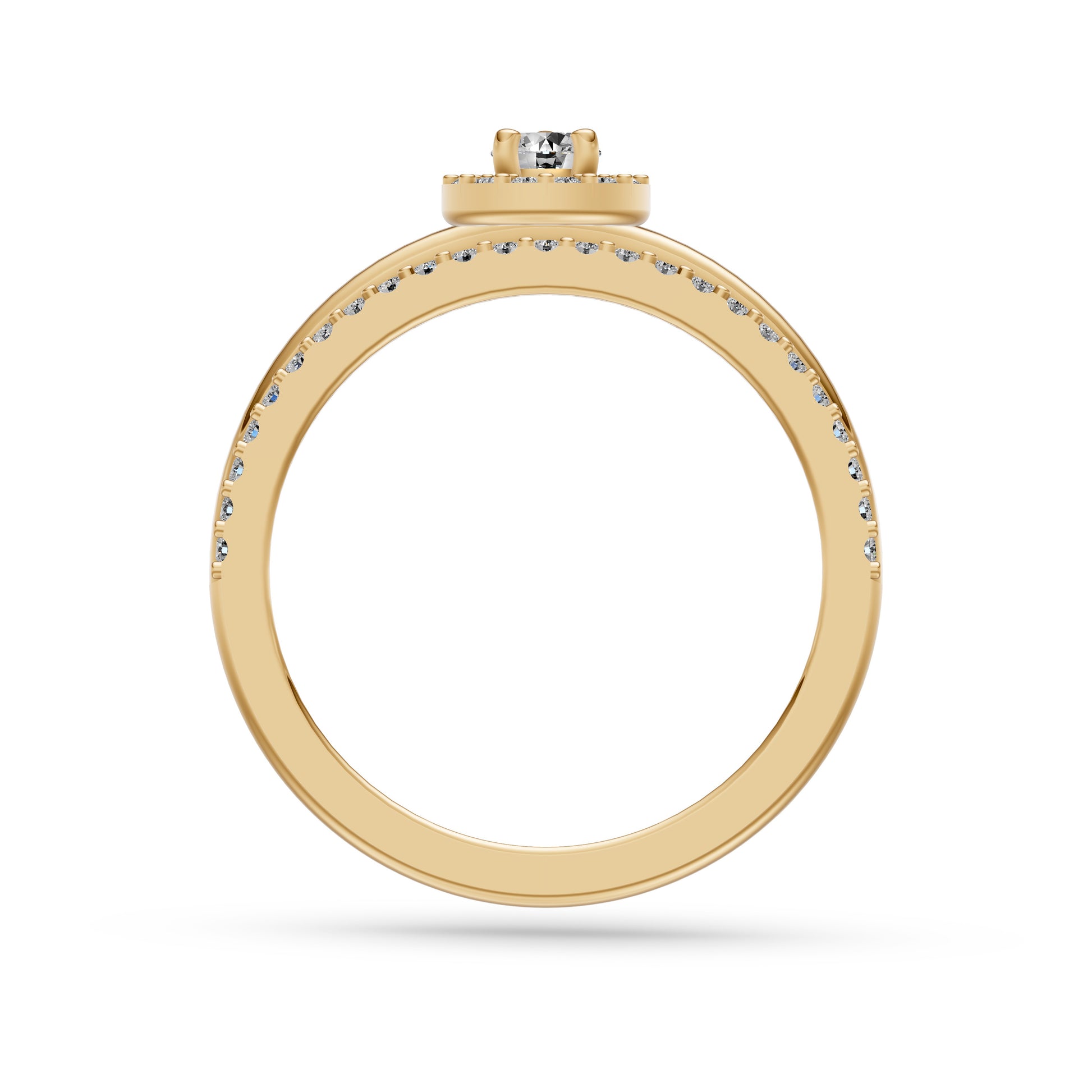 Celestia Diamond Double Band Pear Ring in 14K Gold