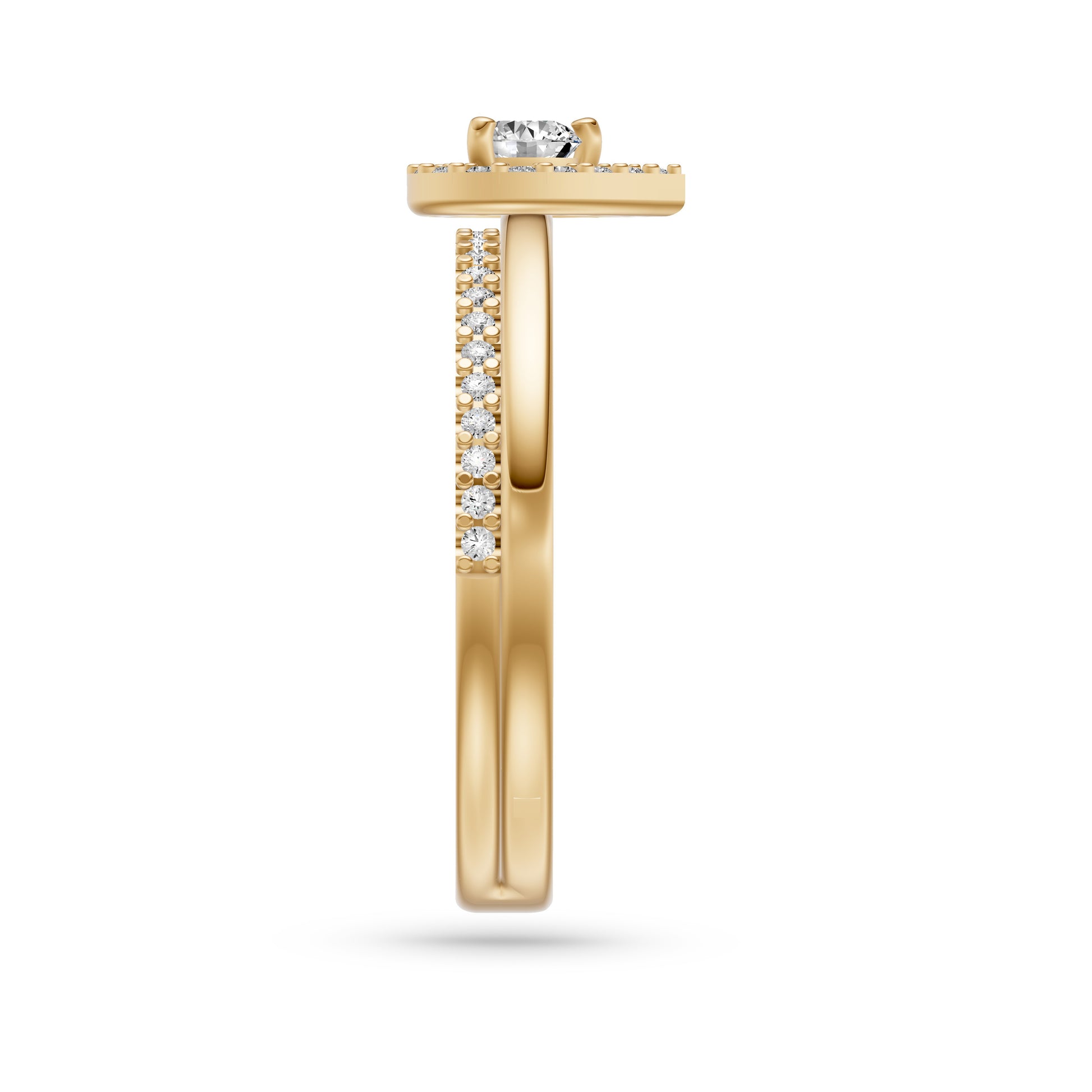 Celestia Diamond Double Band Pear Ring in 14K Gold