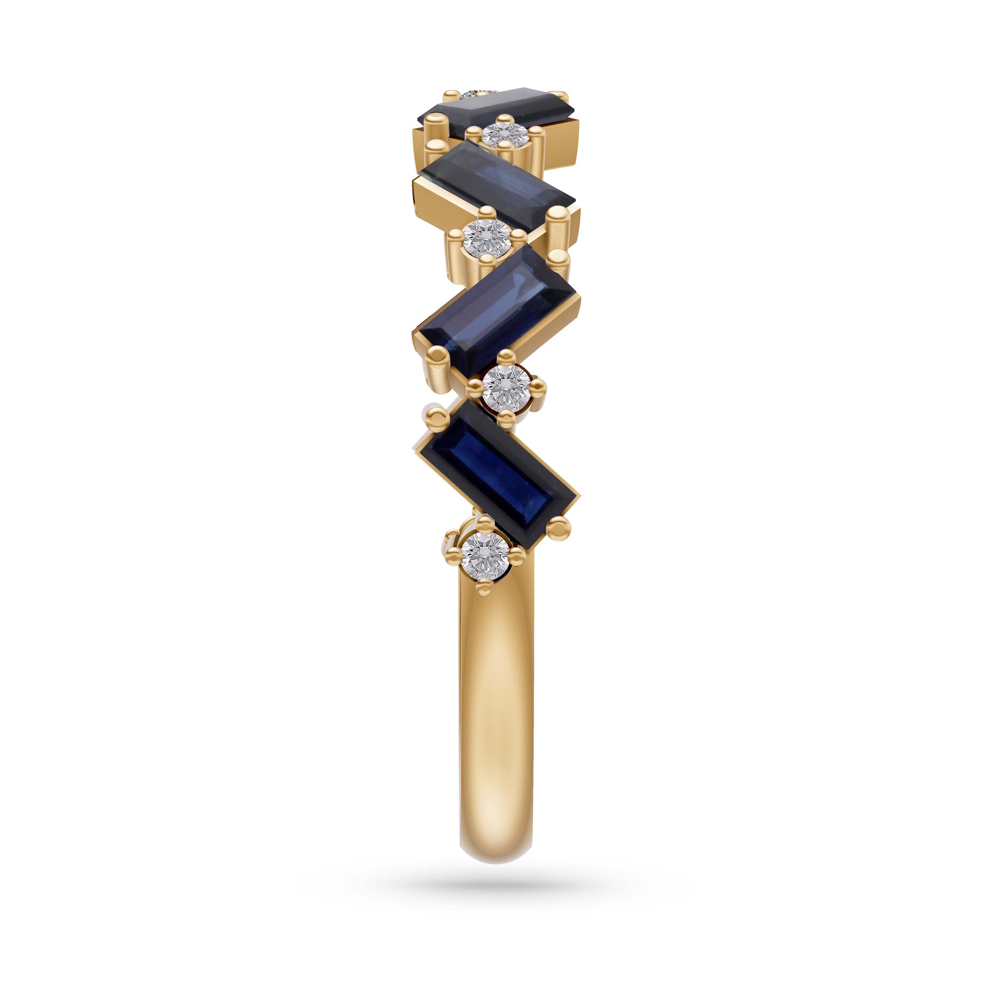 Sapphire Abstract Band Ring in 18K Gold