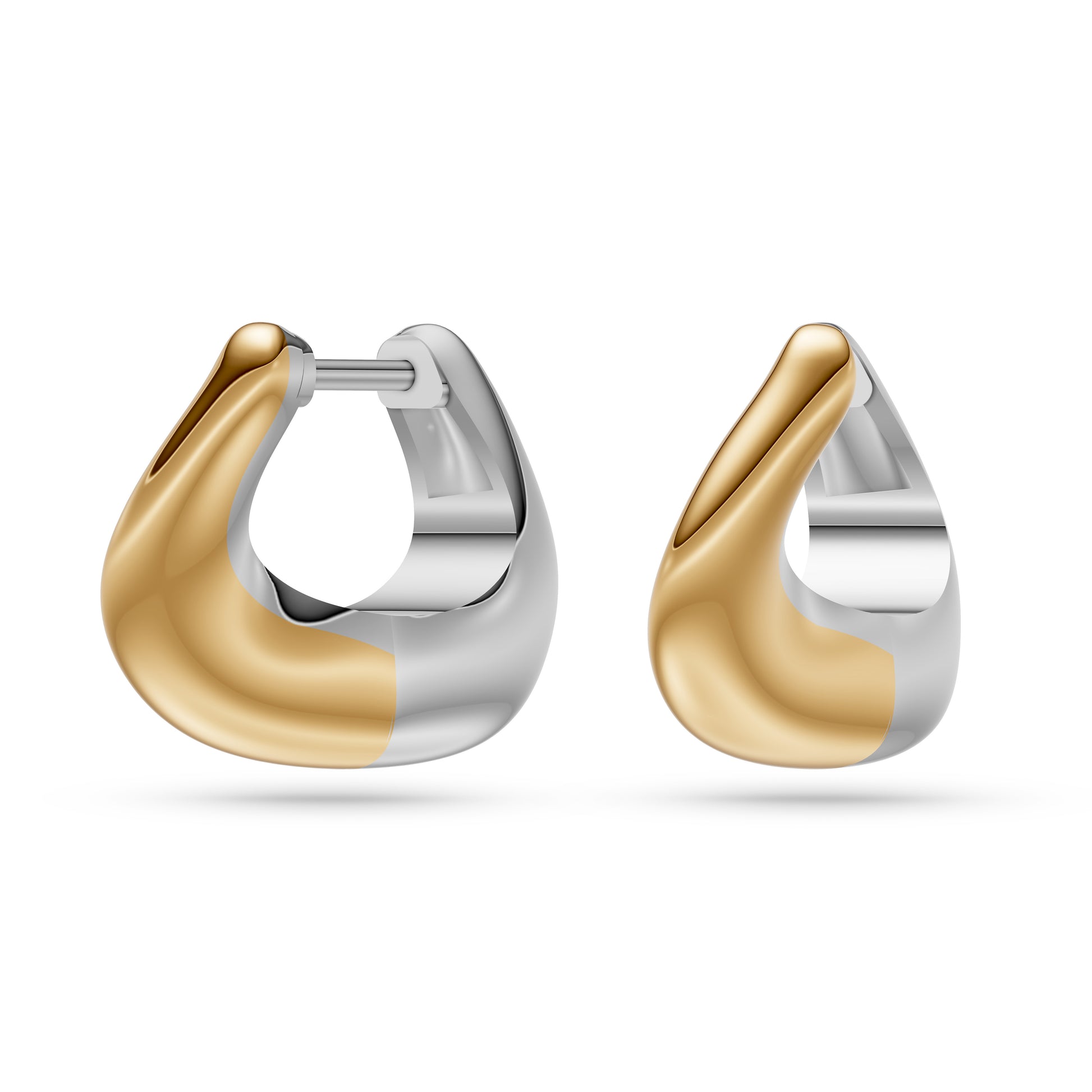 Two-Tone Sculptural Earrings in 14K Gold