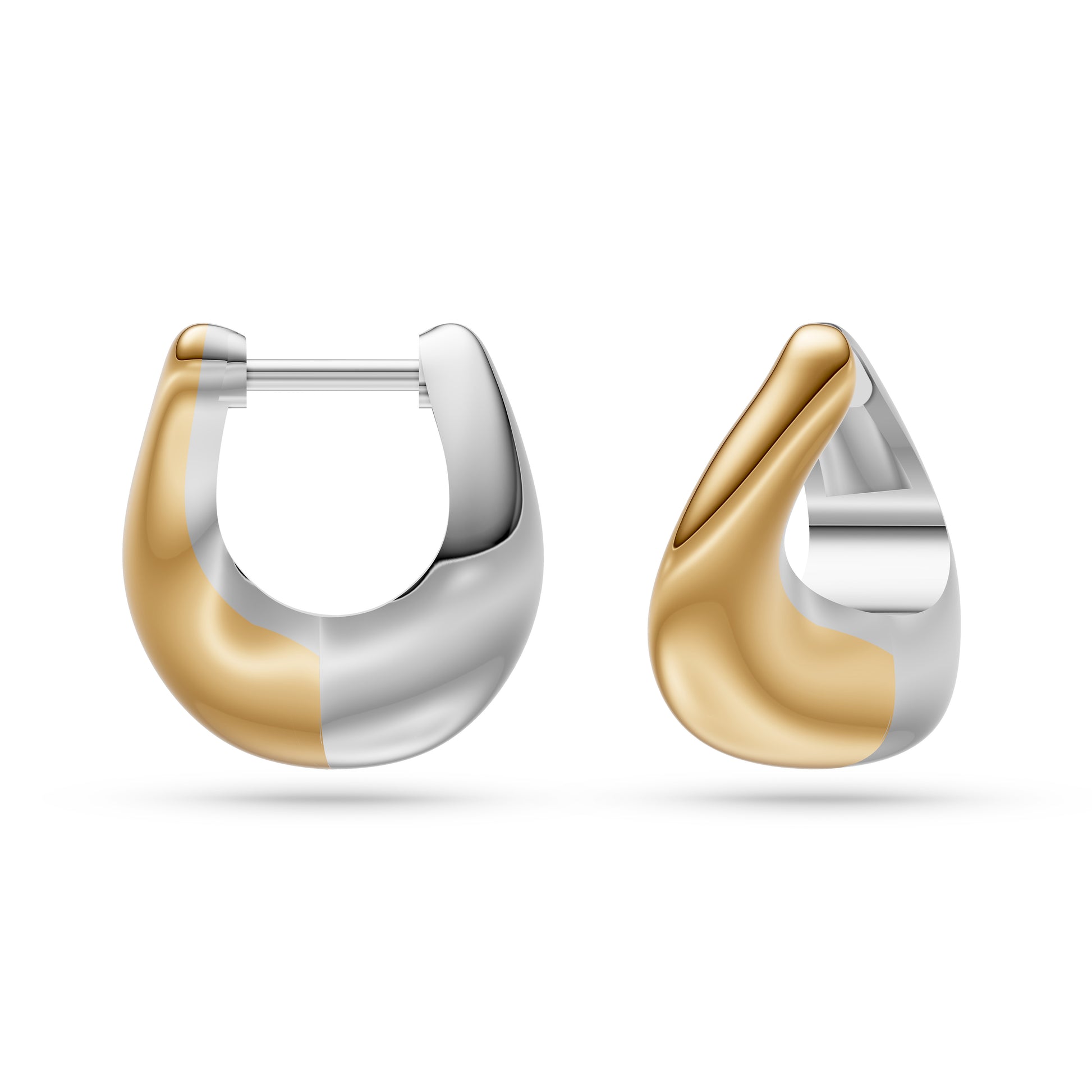 Two-Tone Sculptural Earrings in 14K Gold