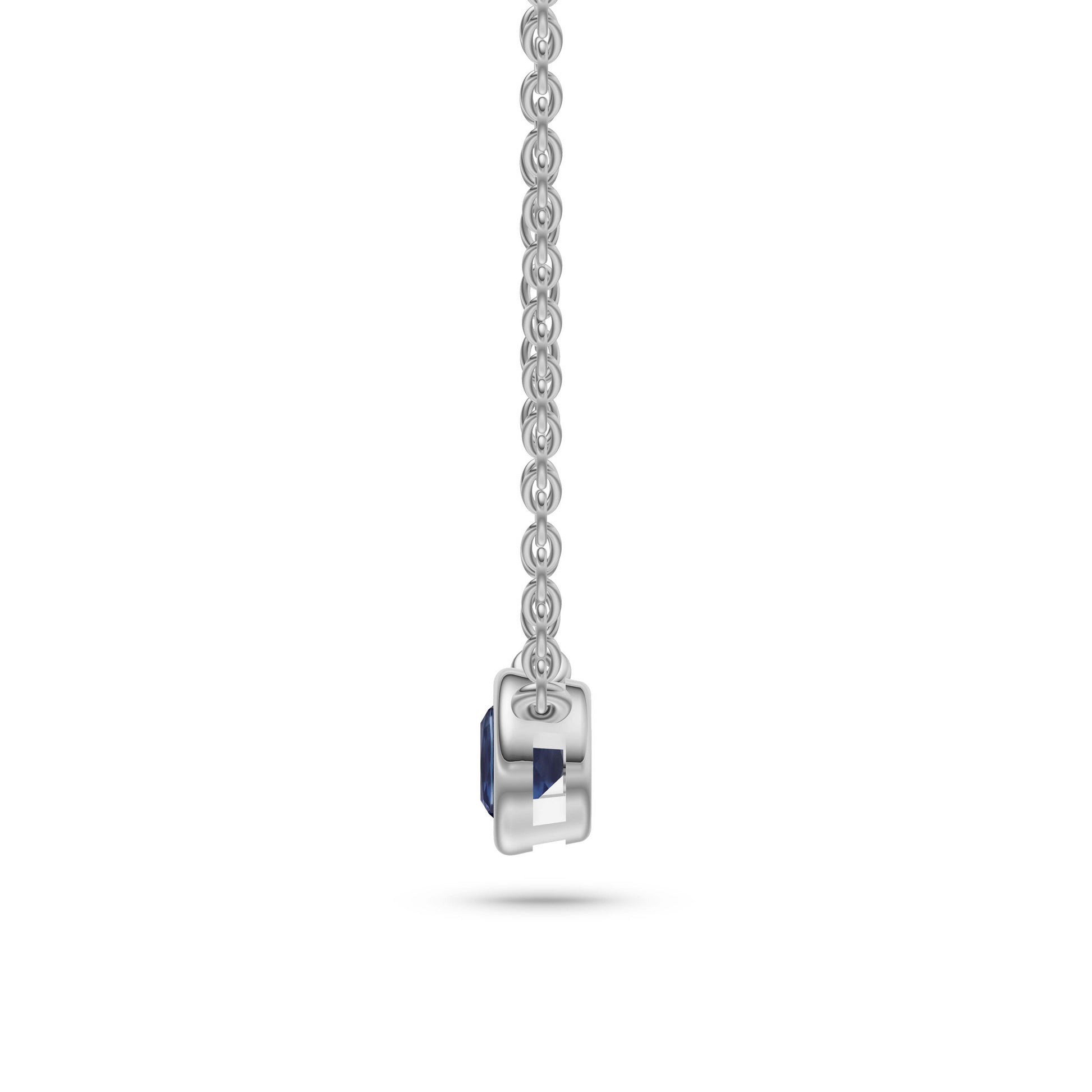 Azure Halo Blue Sapphire Bezel Pendant in 18K Gold