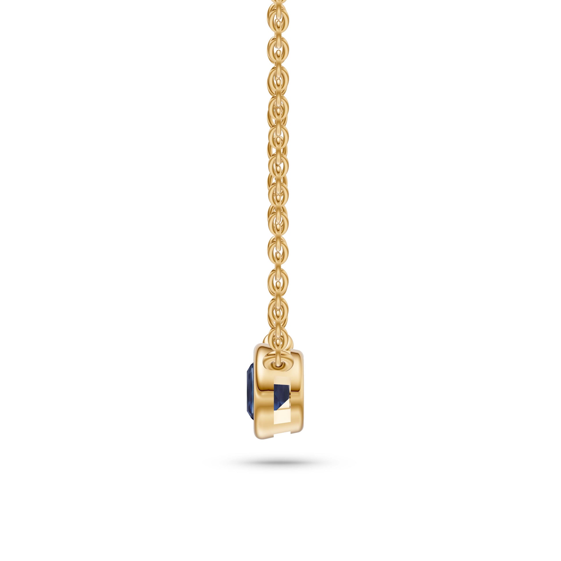 Azure Halo Blue Sapphire Bezel Pendant in 18K Gold