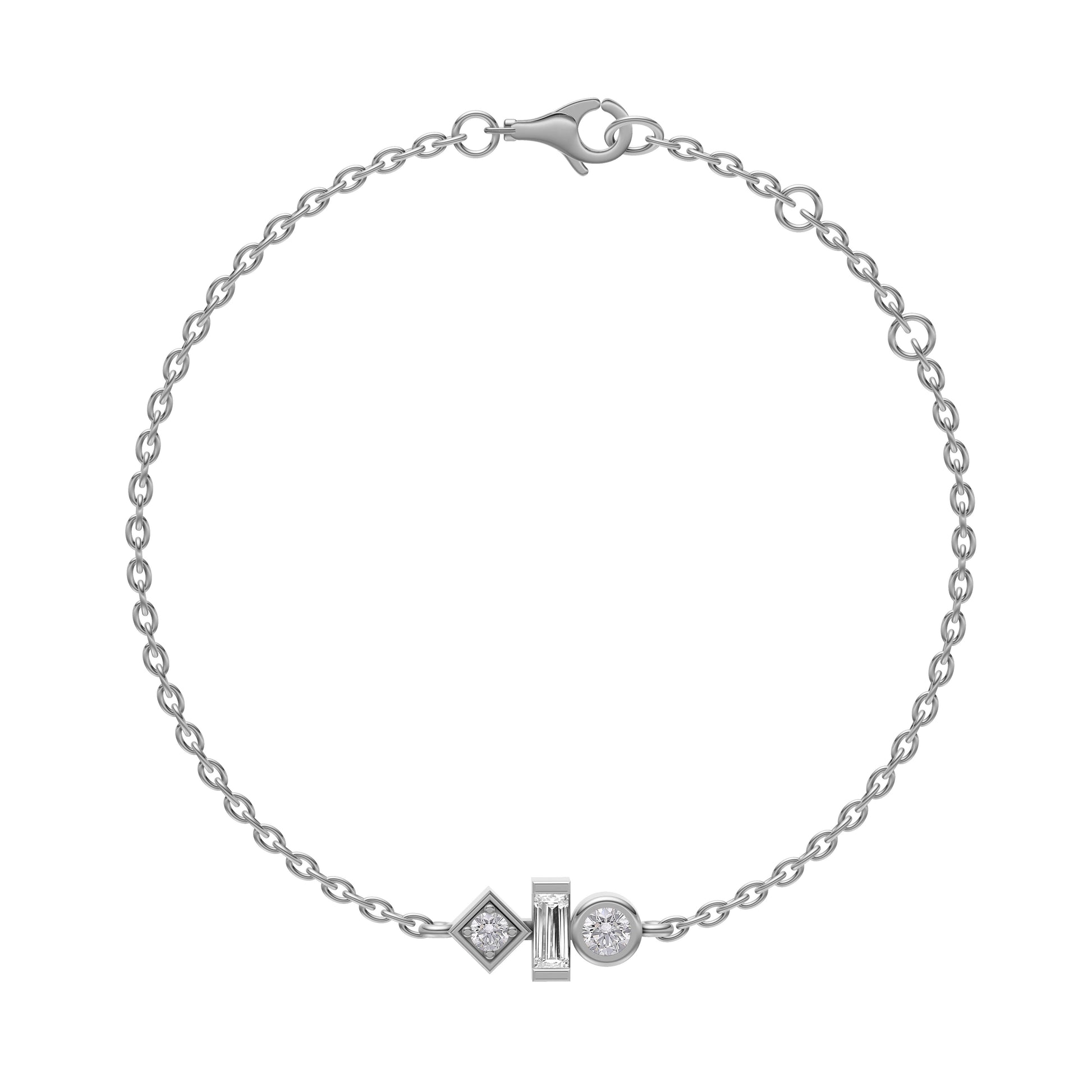 Abstract Bezel Diamond Bracelet in 14K Gold