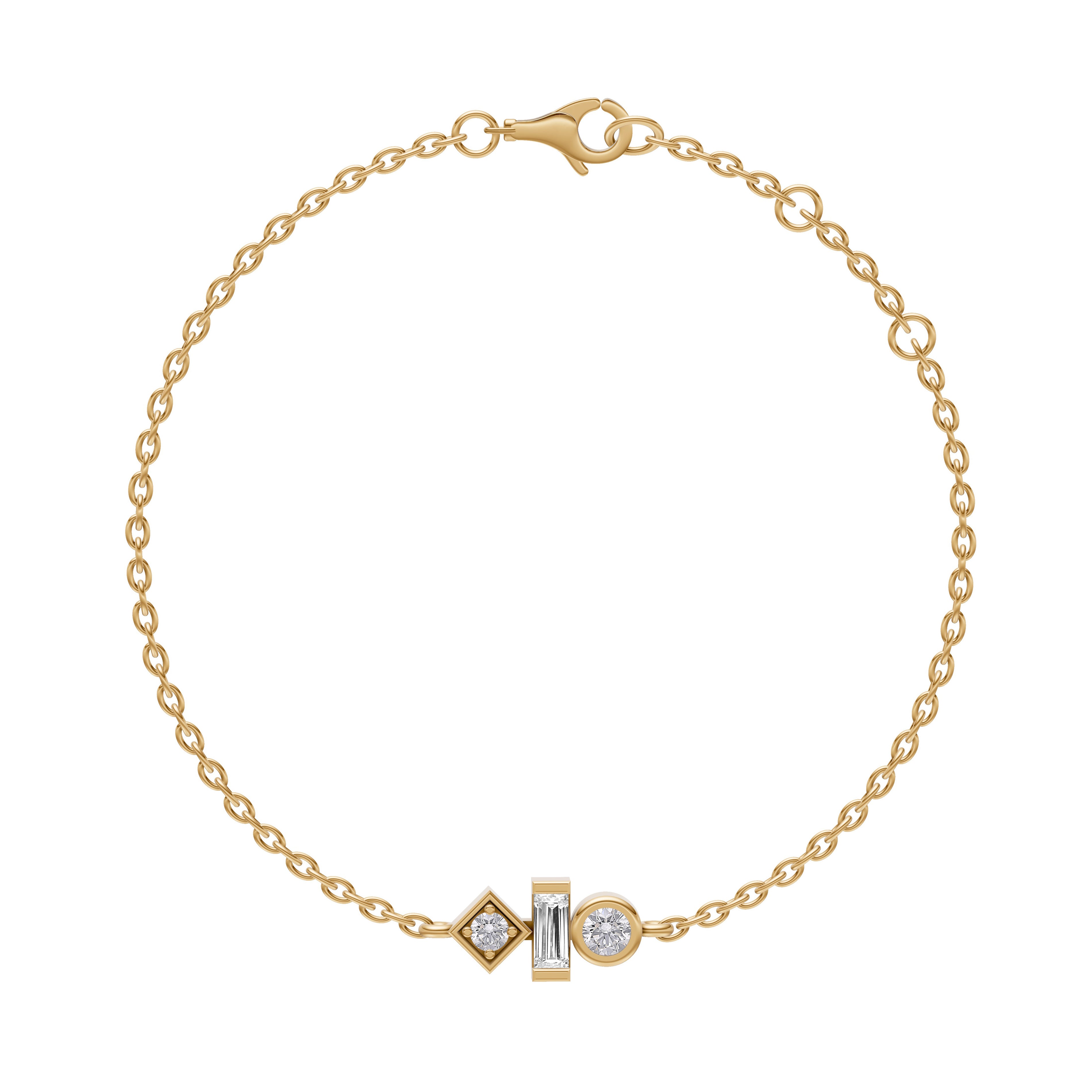 Abstract Bezel Diamond Bracelet in 14K Gold