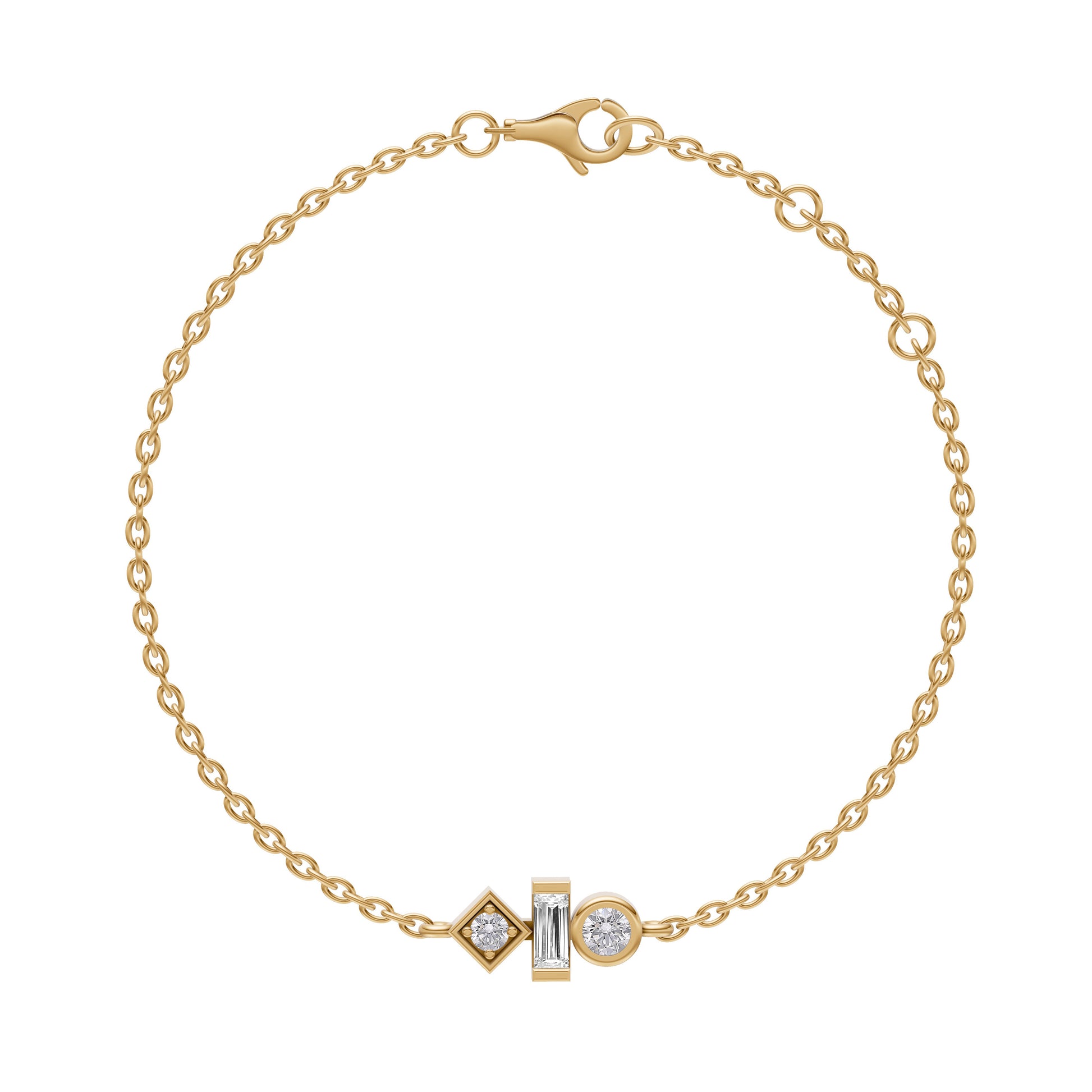 Abstract Bezel Diamond Bracelet in 14K Gold