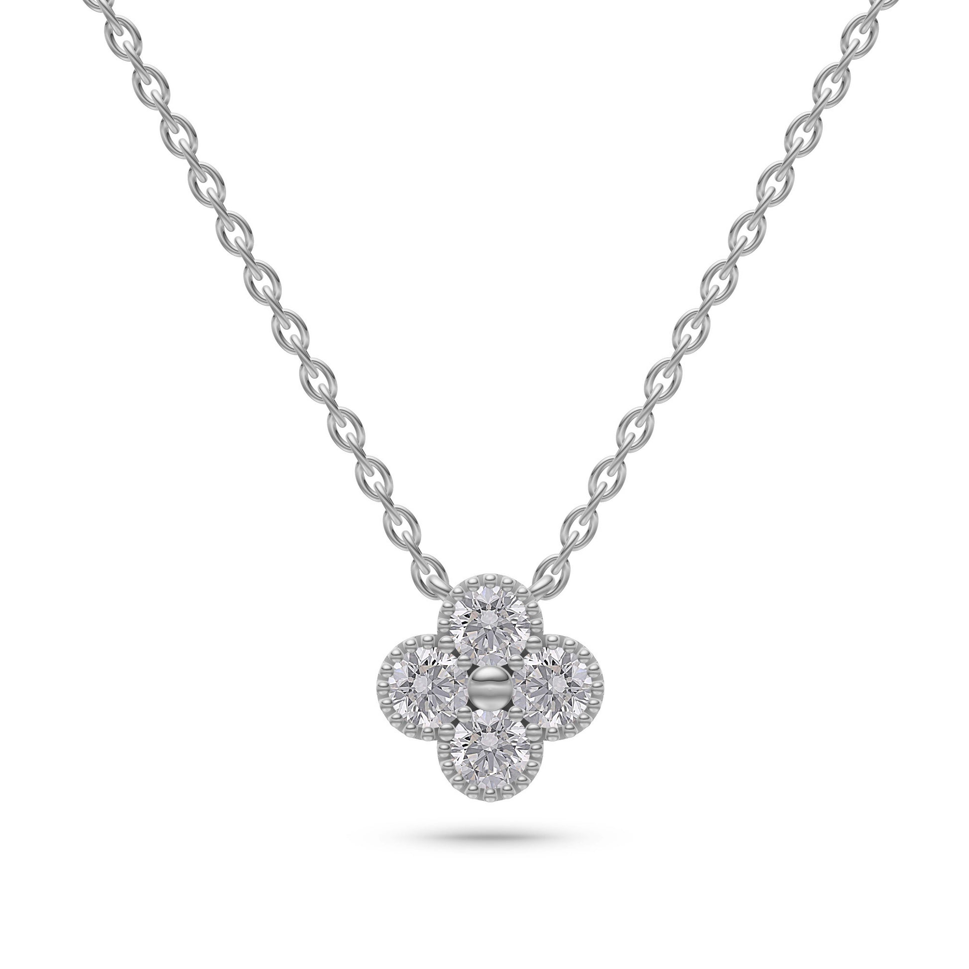 Diamond Flower Cluster Necklace in 14K Gold