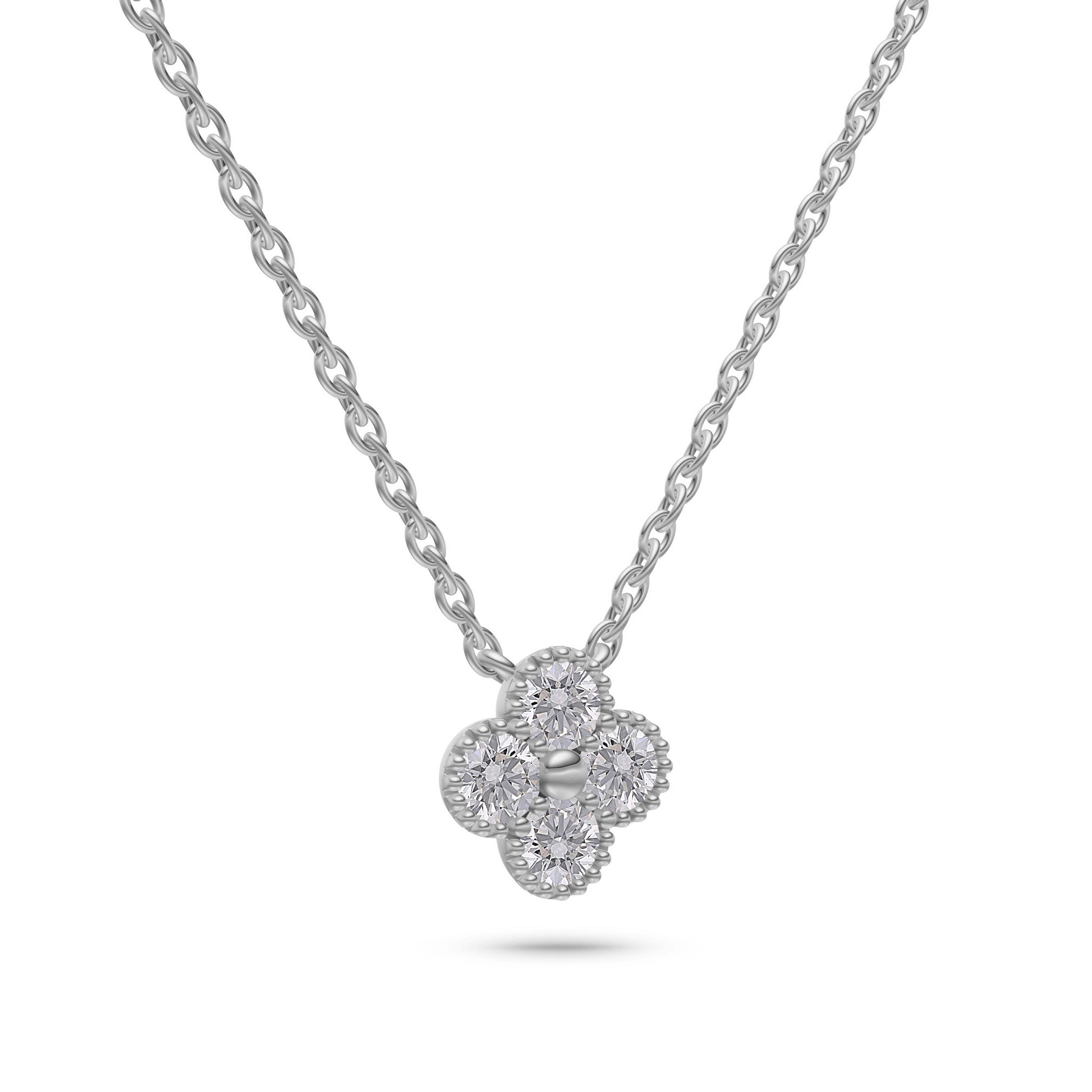 Diamond Flower Cluster Necklace in 14K Gold