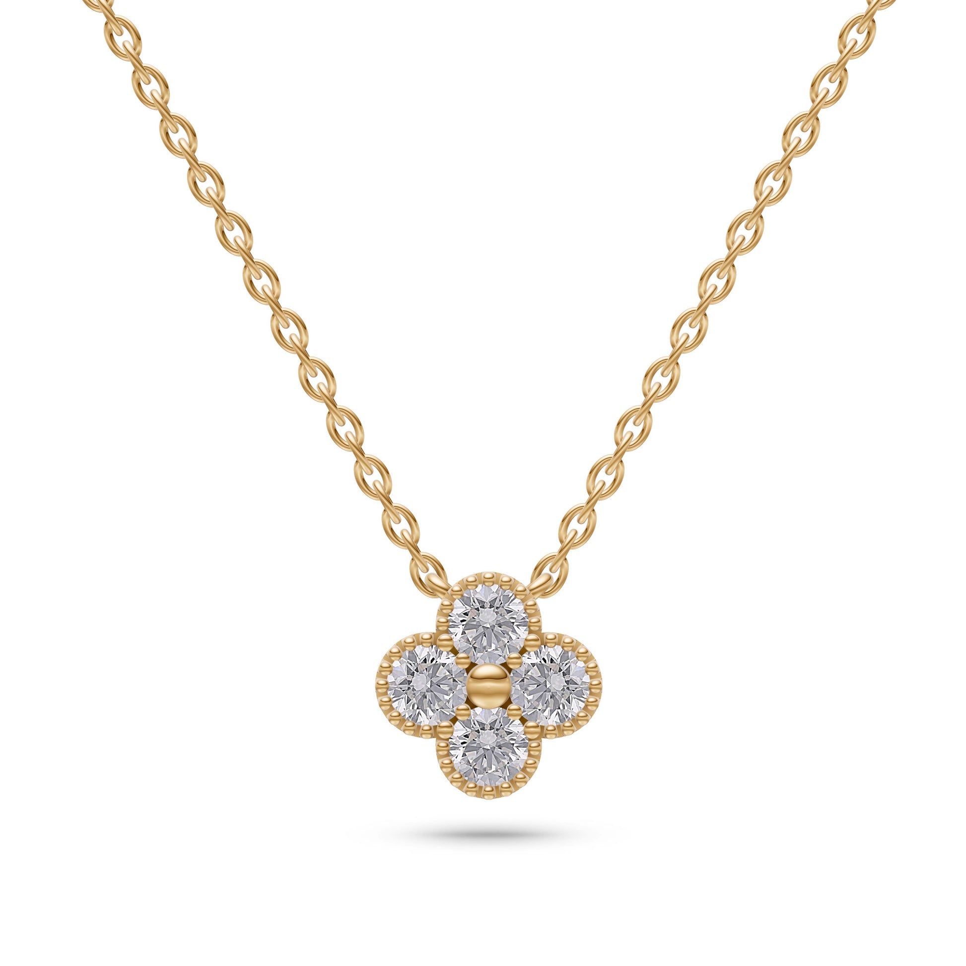 Diamond Flower Cluster Necklace in 14K Gold