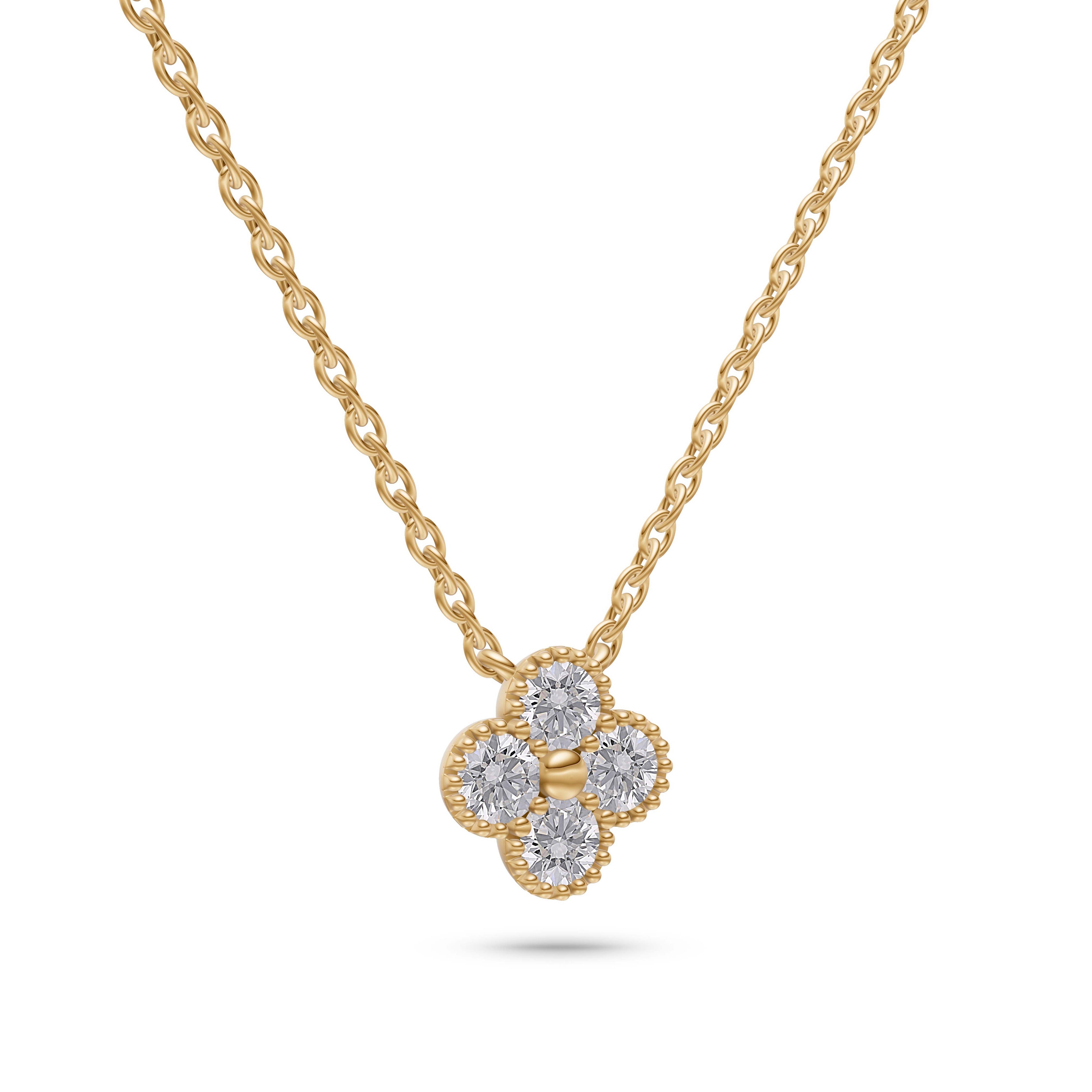 Diamond Flower Cluster Necklace in 14K Gold