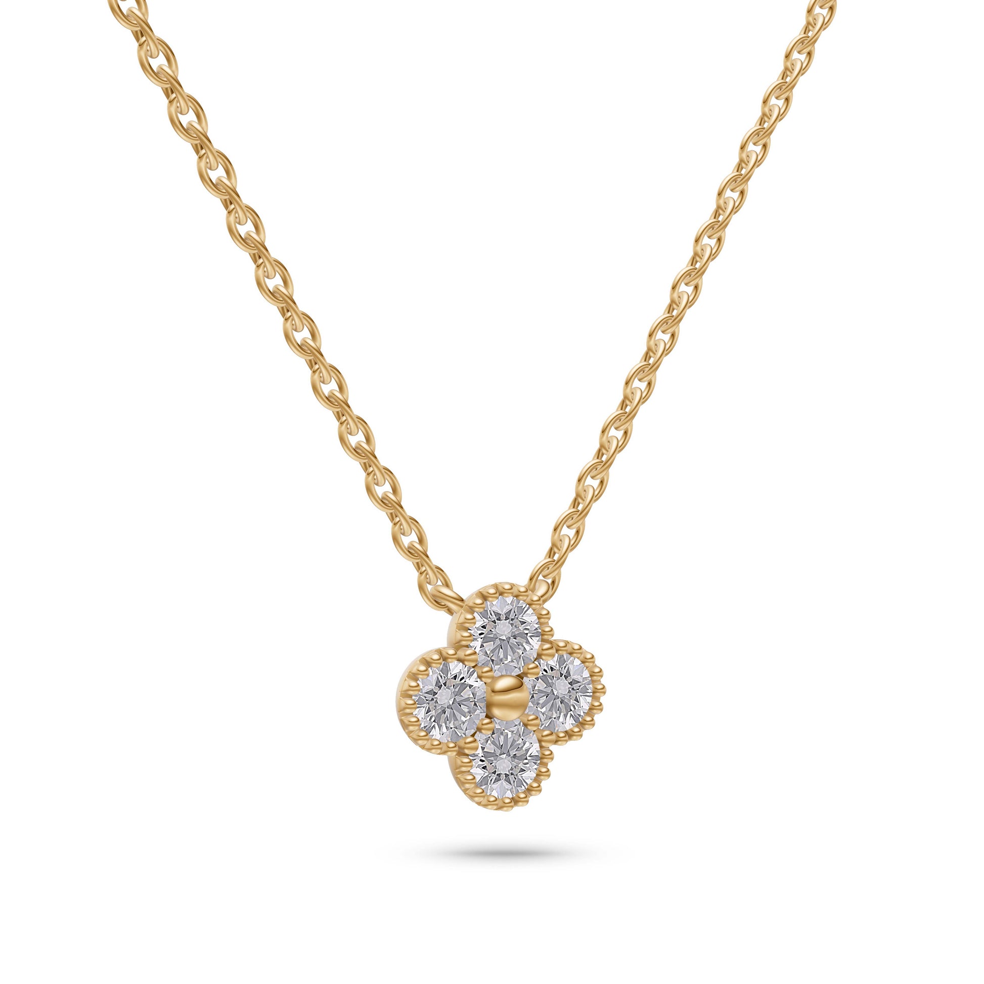 Diamond Flower Cluster Necklace in 14K Gold