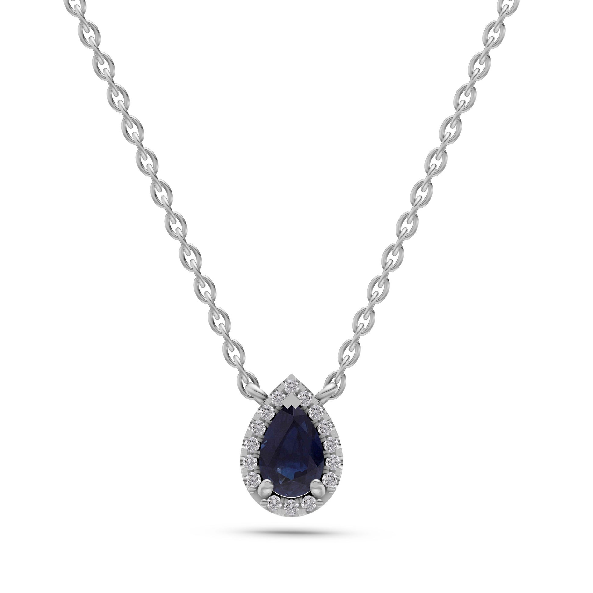 Pear-Shape Sapphire Pendant Necklace in 18K Gold