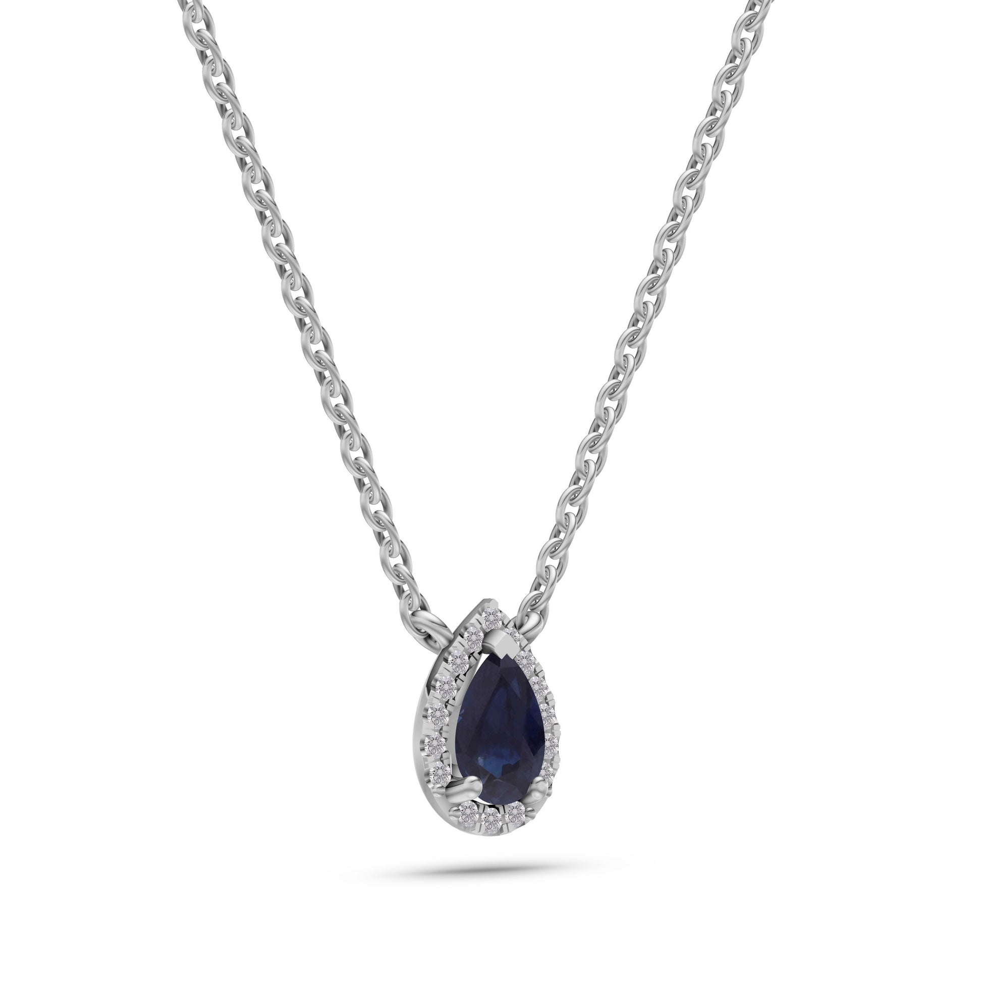 Pear-Shape Sapphire Pendant Necklace in 18K Gold