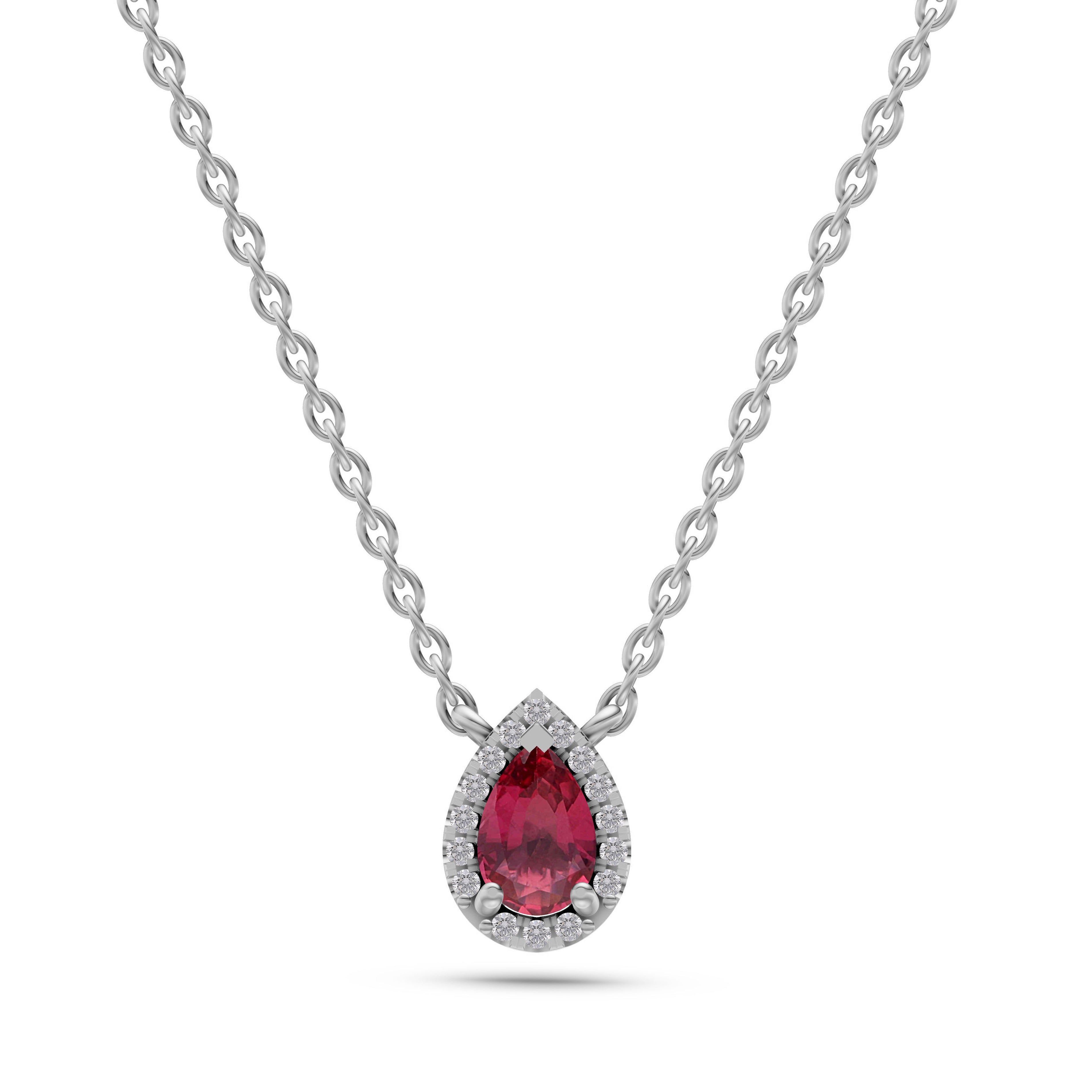 Pear-Shape Ruby Pendant Necklace in 18K Gold