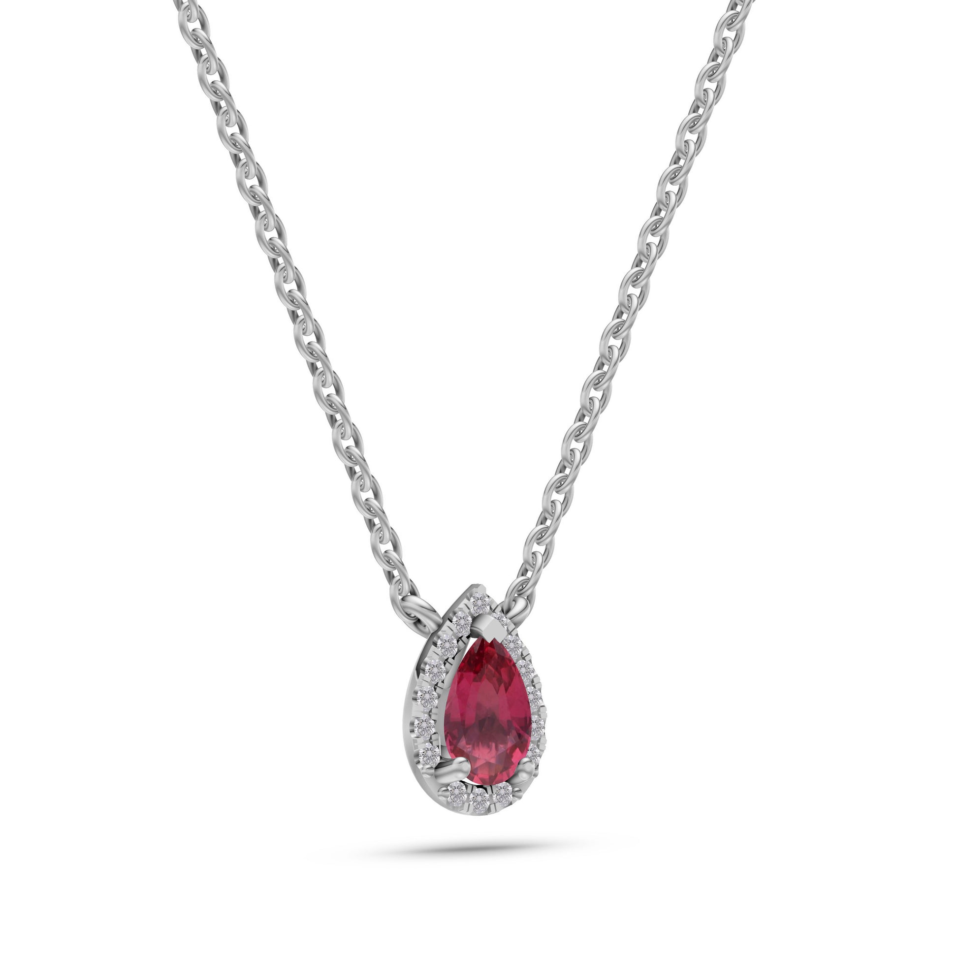 Pear-Shape Ruby Pendant Necklace in 18K Gold