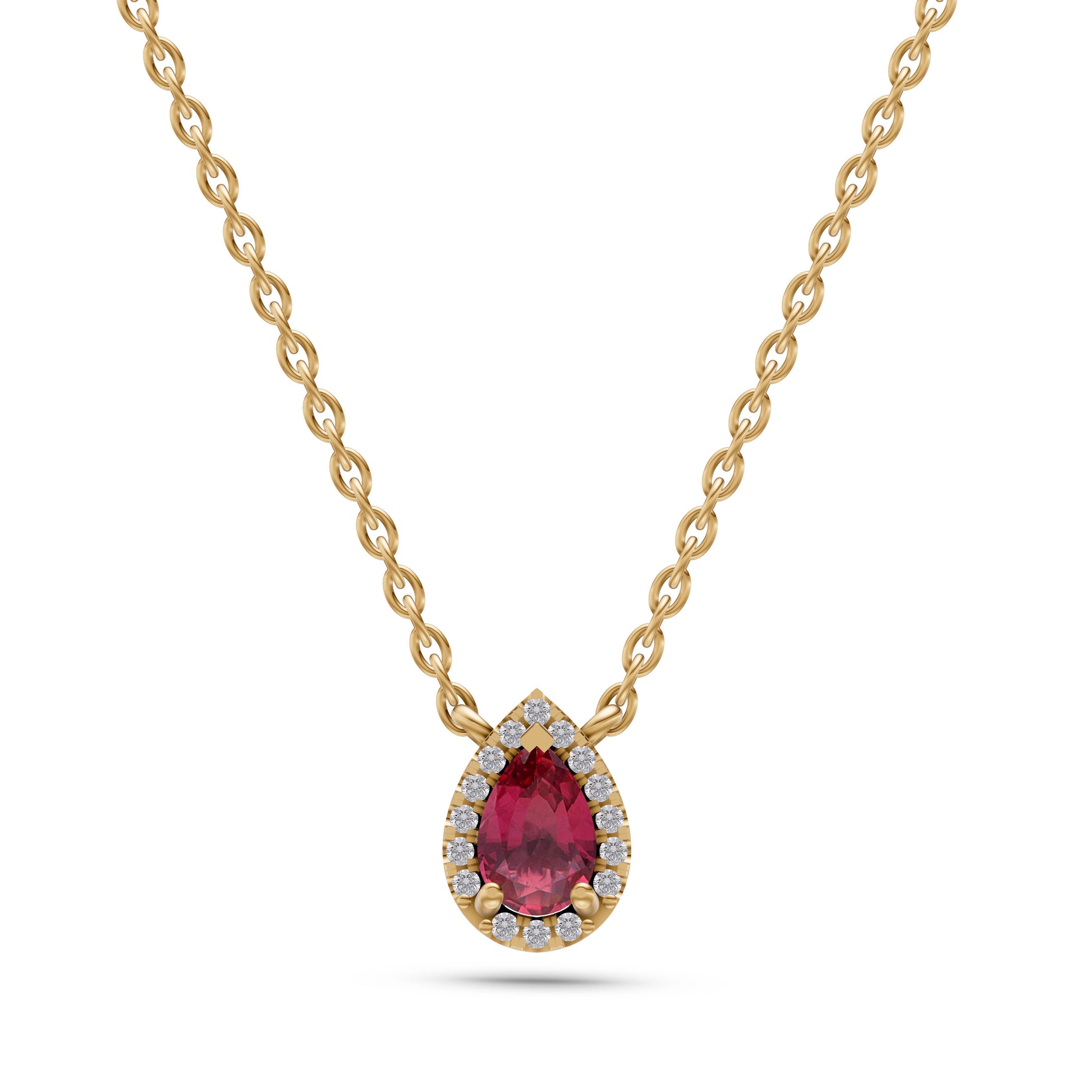 Pear-Shape Ruby Pendant Necklace in 18K Gold